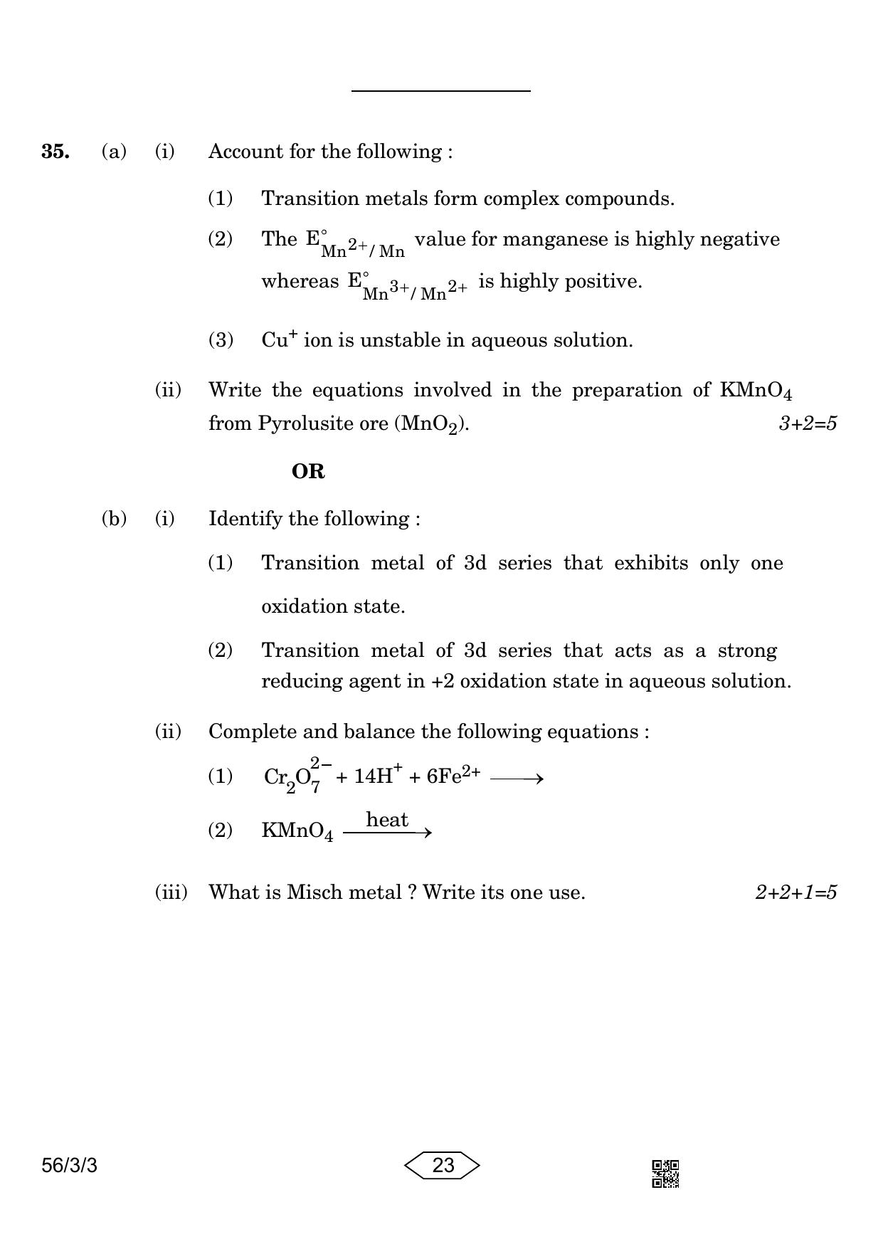 CBSE Class 12 56-3-3 Chemistry 2023 Question Paper - Page 23