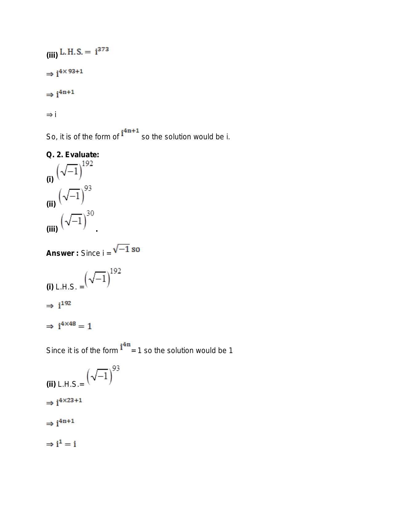 Chapter 5: Complex Numbers and Quadratic Equations: RS Aggarwal Class 11 Solutions  - Page 2