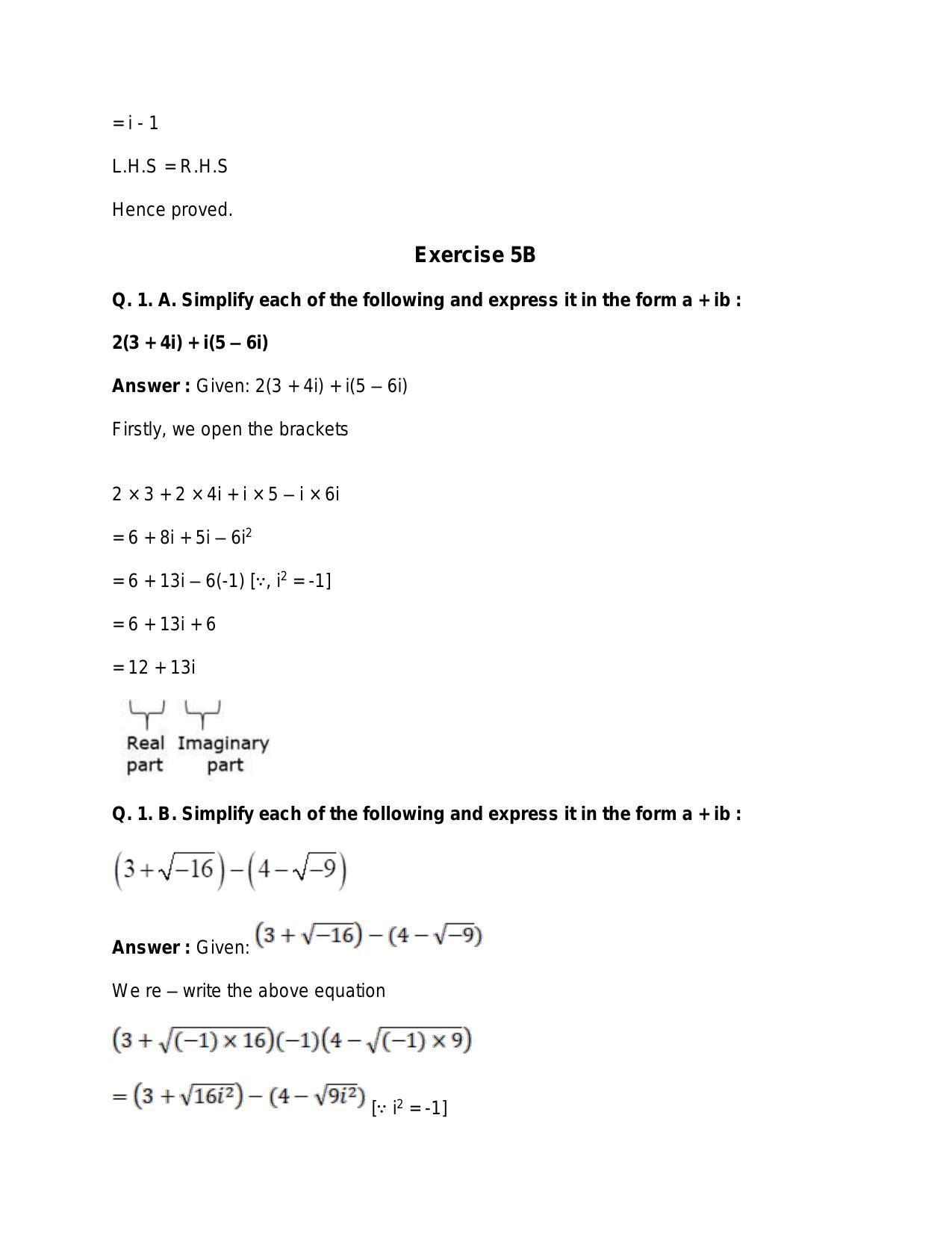 Chapter 5: Complex Numbers and Quadratic Equations: RS Aggarwal Class 11 Solutions  - Page 13