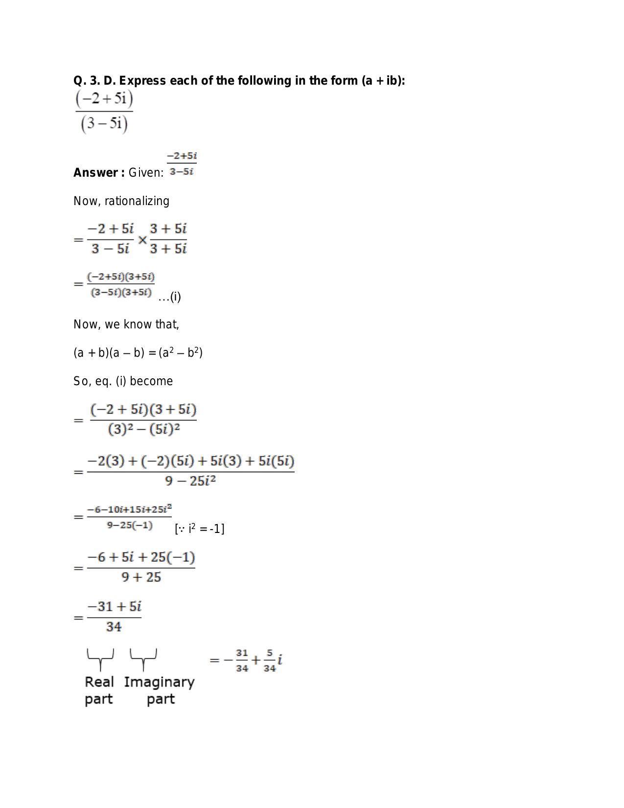 Chapter 5: Complex Numbers and Quadratic Equations: RS Aggarwal Class 11 Solutions  - Page 30