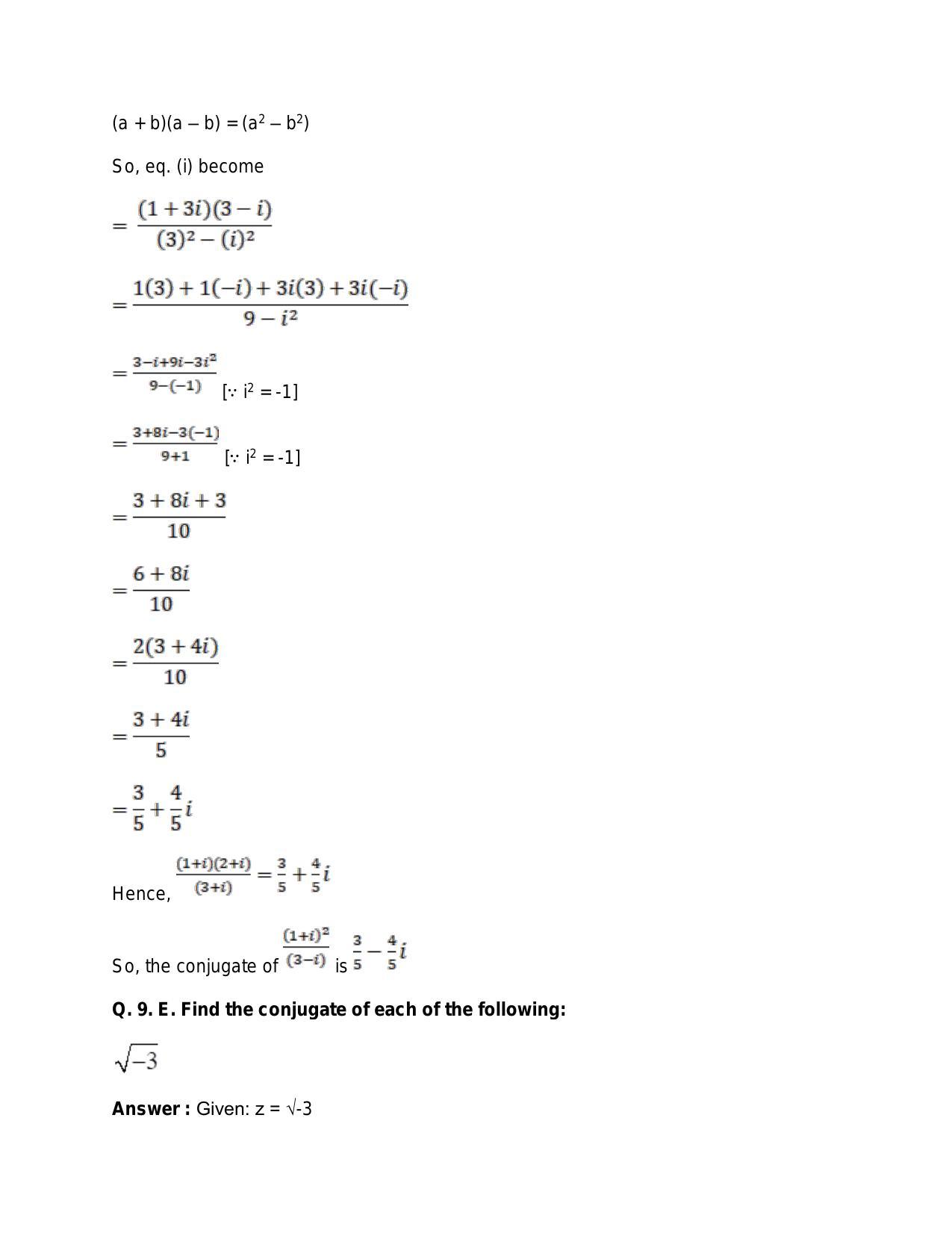 RS Aggarwal Solutions for 11th Class Maths Chapter 5-Complex Numbers ...