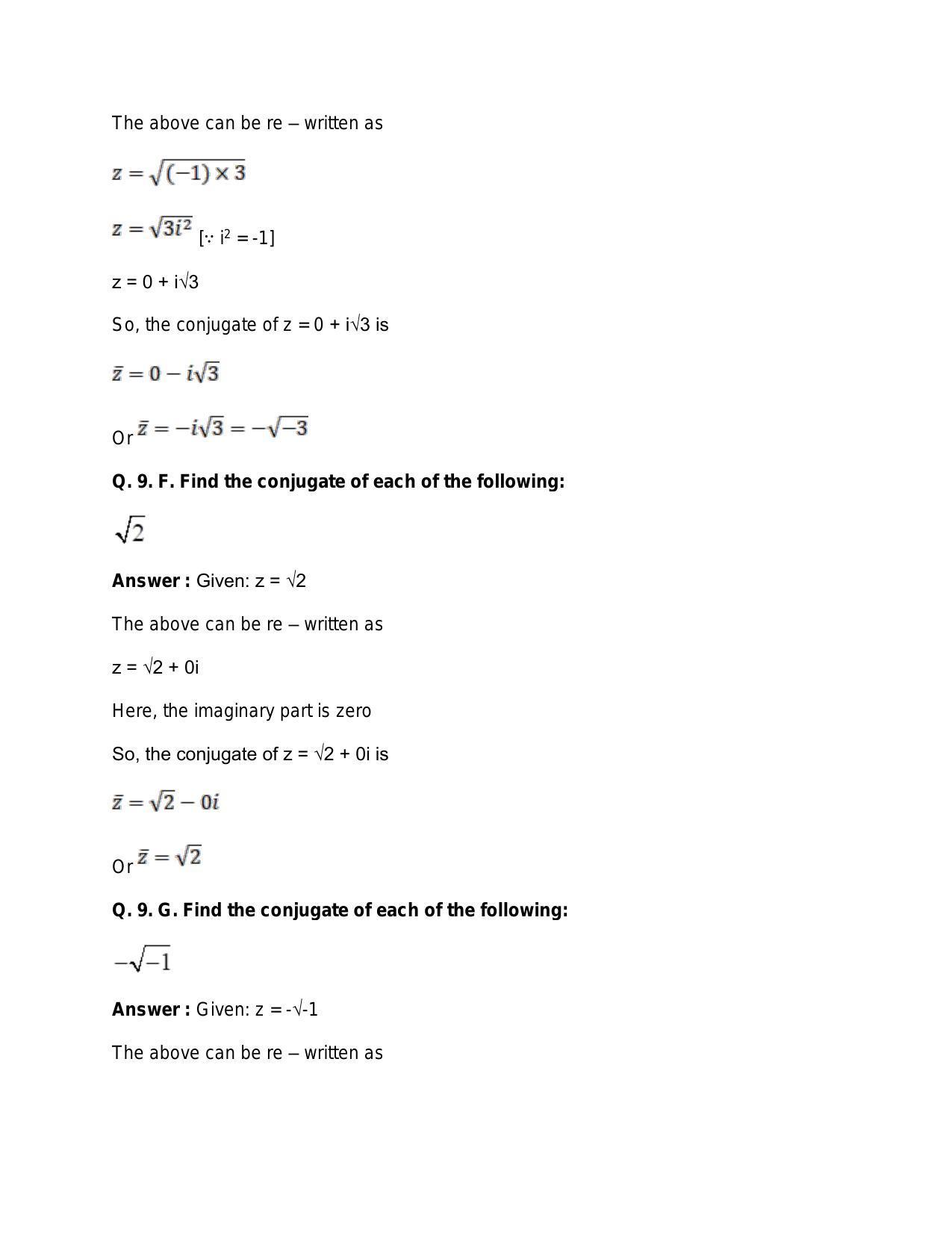 RS Aggarwal Solutions for 11th Class Maths Chapter 5-Complex Numbers ...