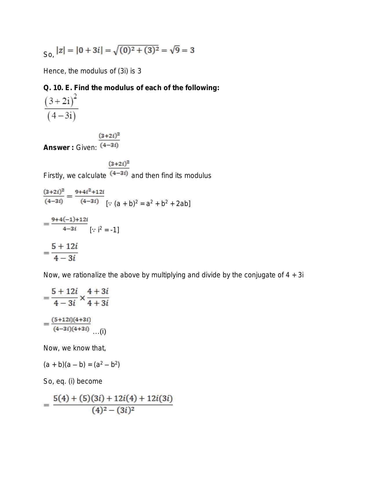 Chapter 5: Complex Numbers and Quadratic Equations: RS Aggarwal Class 11 Solutions  - Page 54