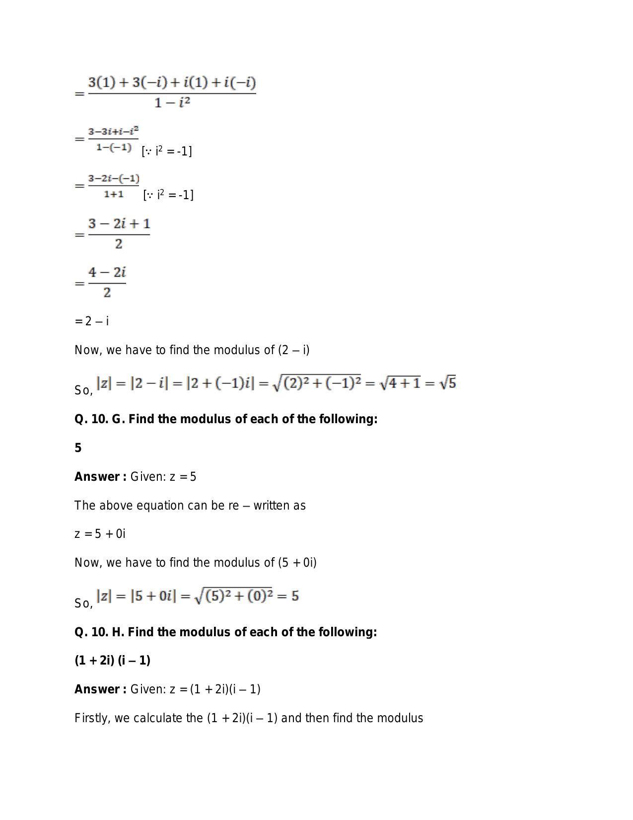 Chapter 5: Complex Numbers and Quadratic Equations: RS Aggarwal Class 11 Solutions  - Page 57