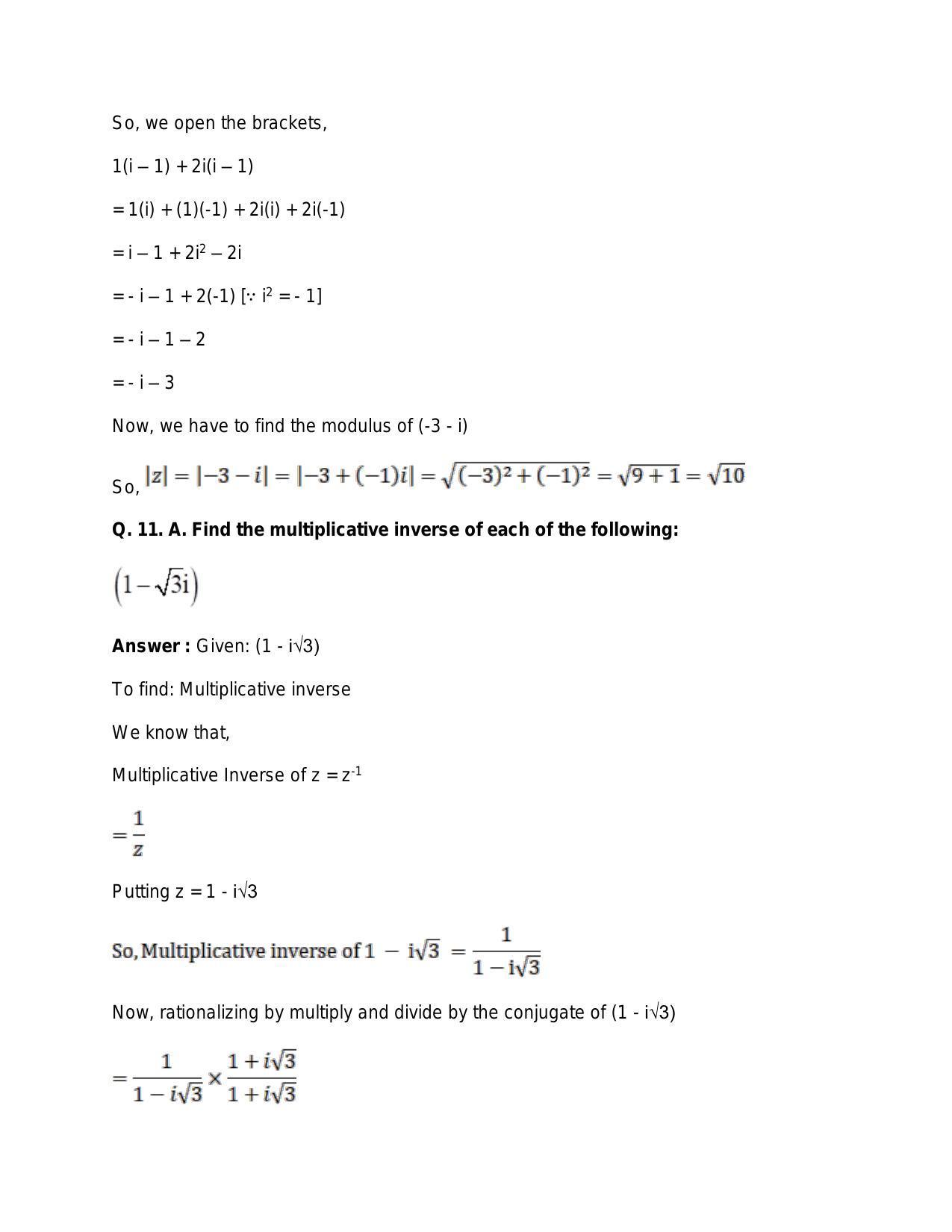 Chapter 5: Complex Numbers and Quadratic Equations: RS Aggarwal Class 11 Solutions  - Page 58