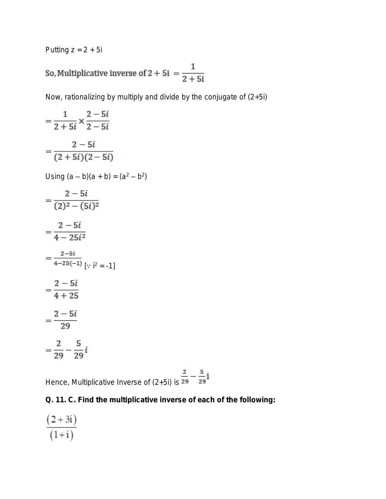 RS Aggarwal Solutions for 11th Class Maths Chapter 5-Complex Numbers ...
