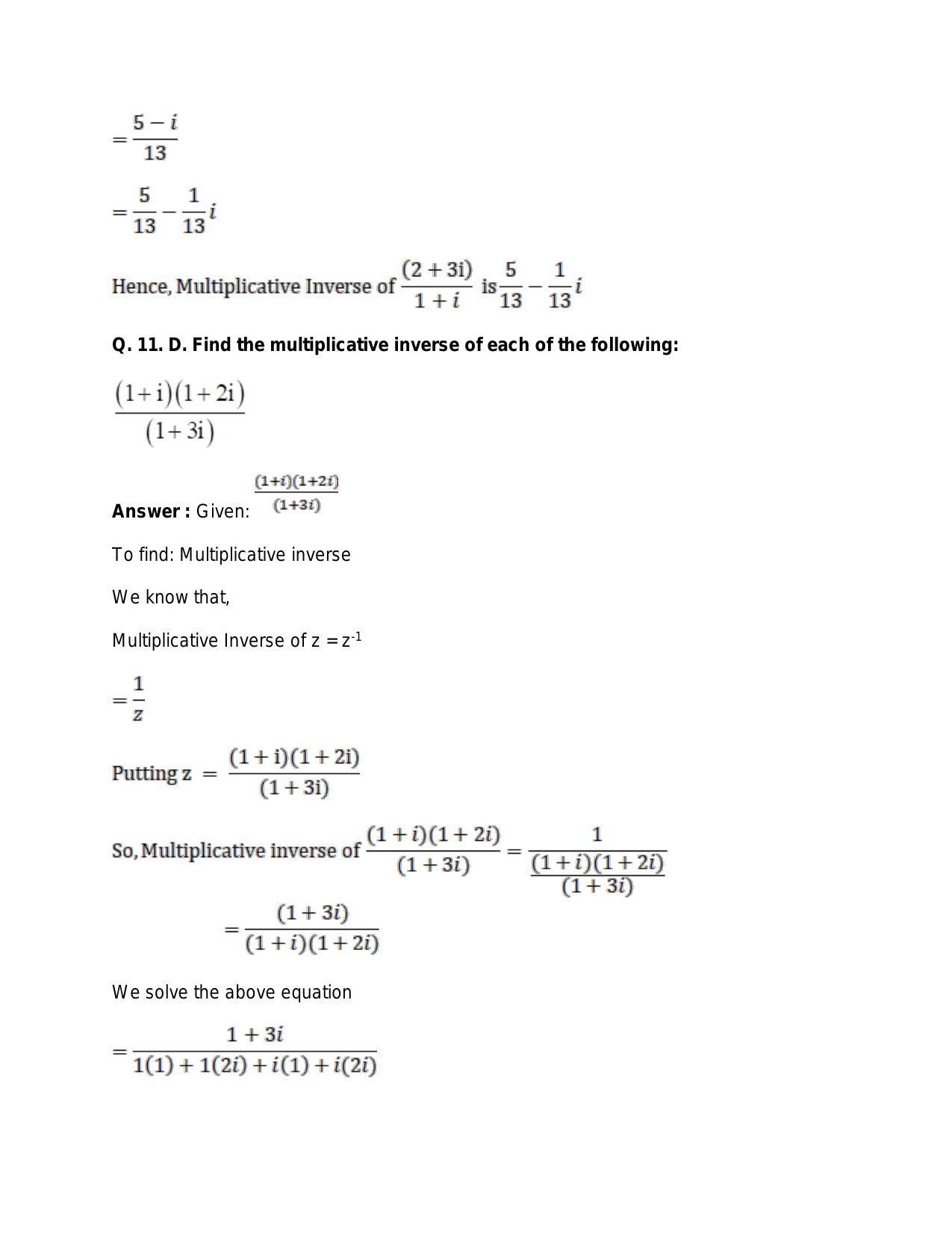 Chapter 5: Complex Numbers and Quadratic Equations: RS Aggarwal Class 11 Solutions  - Page 62