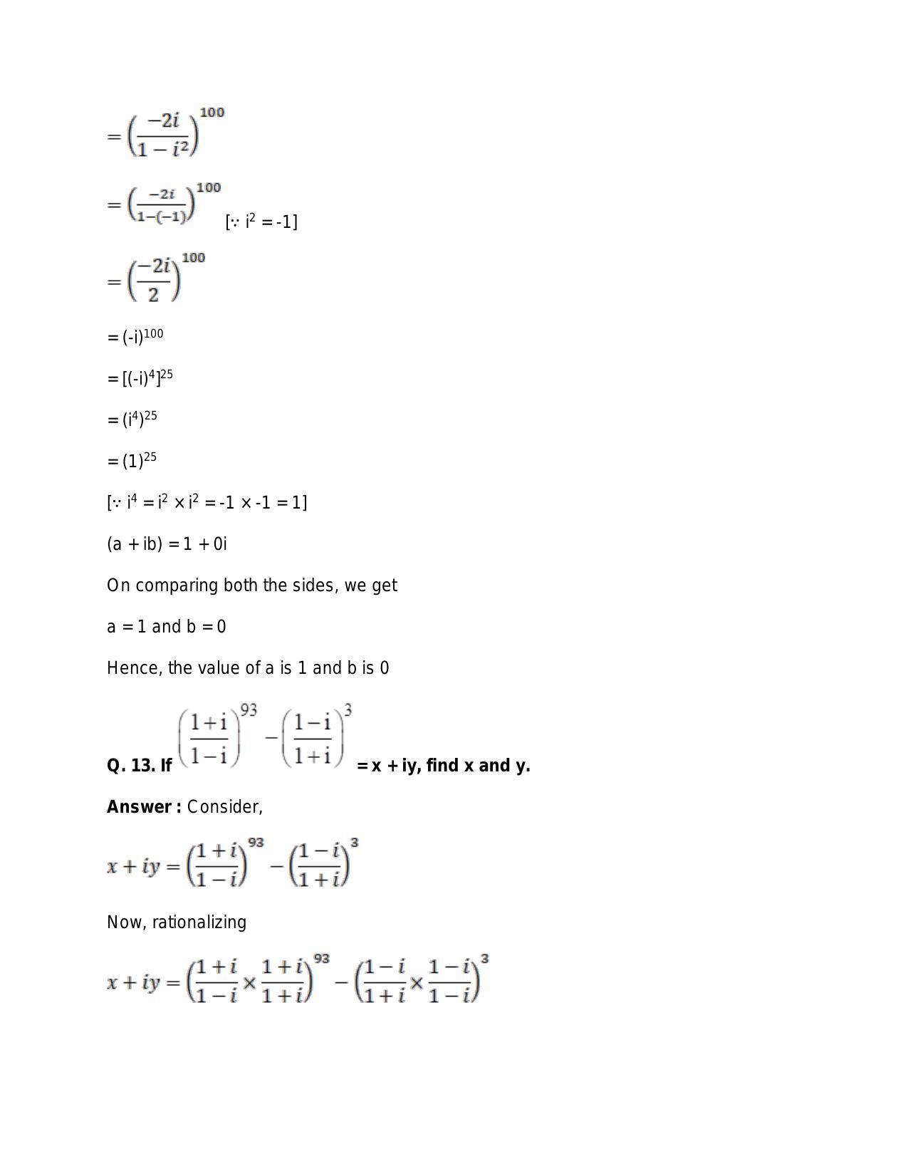 RS Aggarwal Solutions for 11th Class Maths Chapter 5-Complex Numbers ...