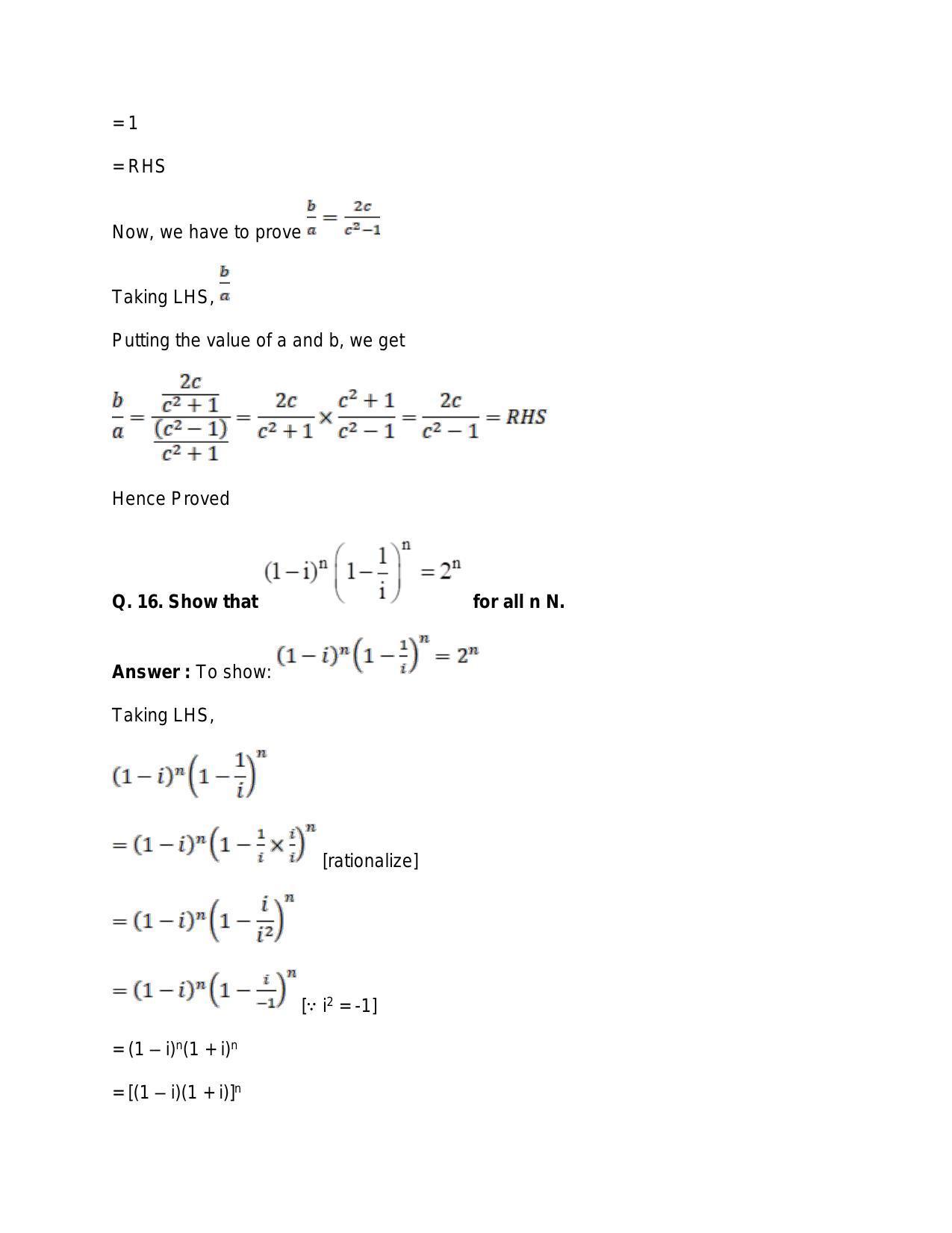 RS Aggarwal Solutions for 11th Class Maths Chapter 5-Complex Numbers ...