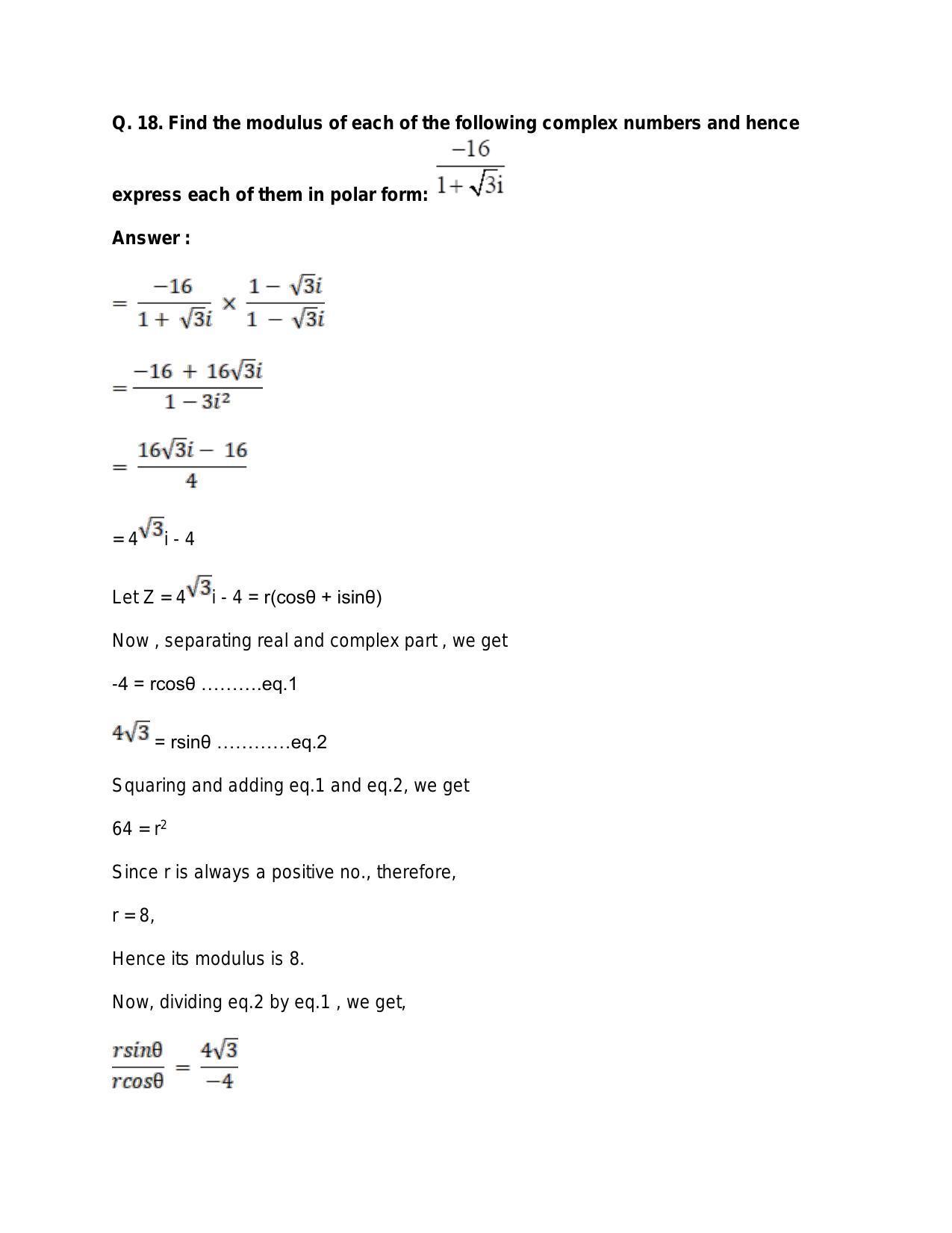 Chapter 5: Complex Numbers and Quadratic Equations: RS Aggarwal Class 11 Solutions  - Page 126