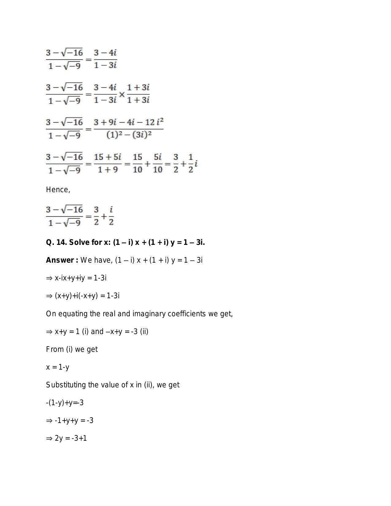 Chapter 5: Complex Numbers and Quadratic Equations: RS Aggarwal Class 11 Solutions  - Page 172