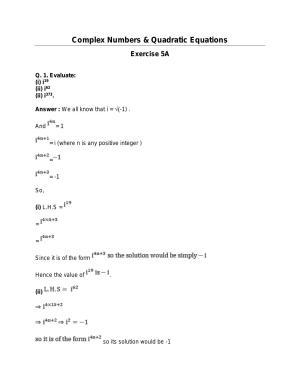 Chapter 5: Complex Numbers and Quadratic Equations: RS Aggarwal Class 11 Solutions 