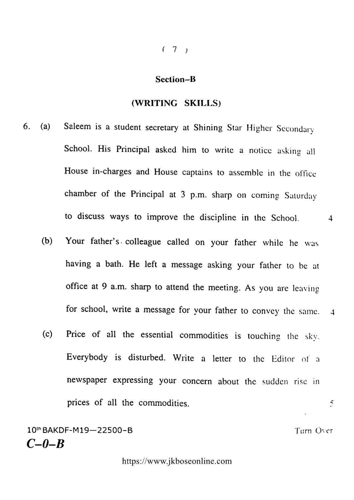 JKBOSE CLASS 10 English 22500-B 2019 - Page 7