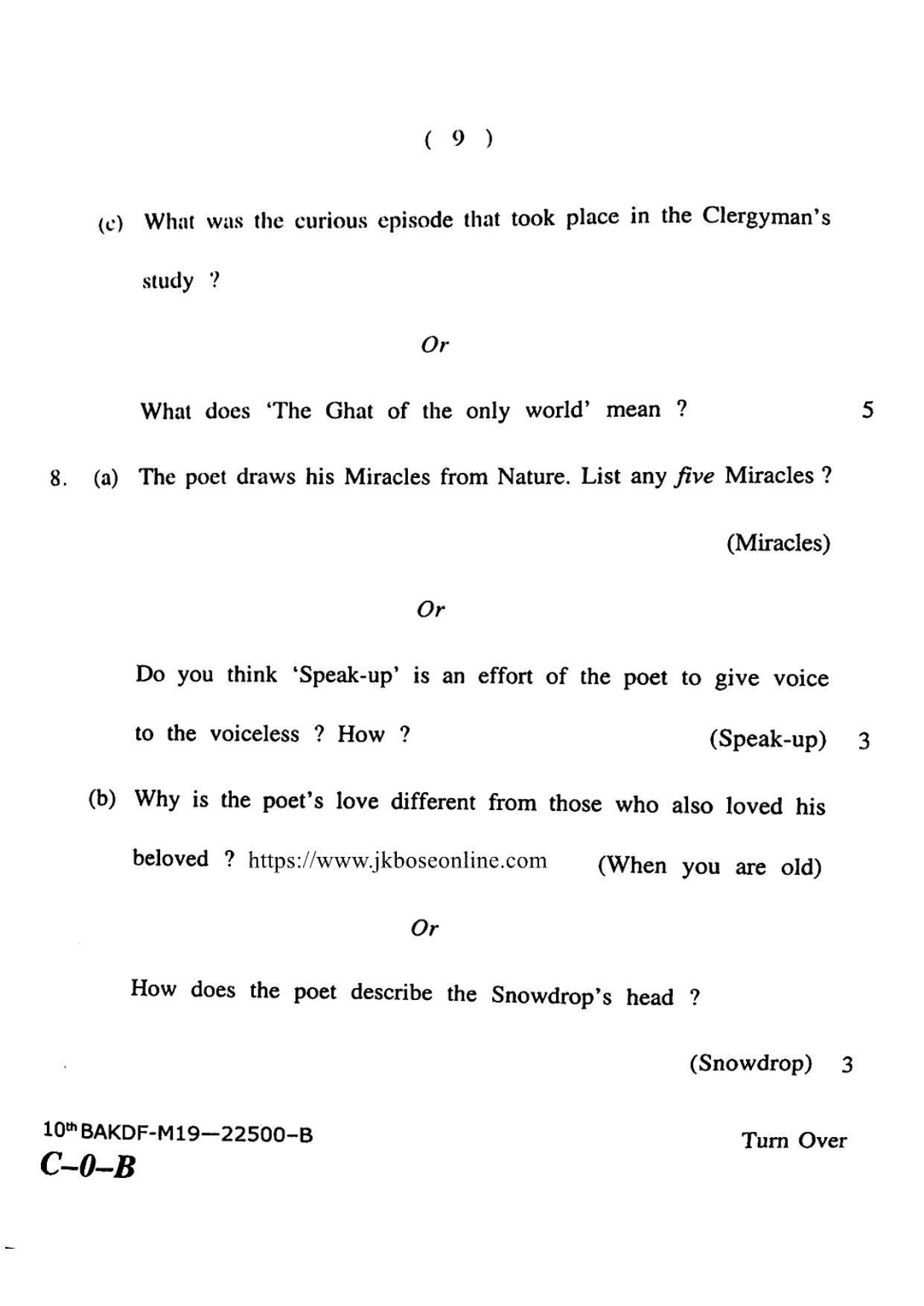 JKBOSE CLASS 10 English 22500-B 2019 - Page 9