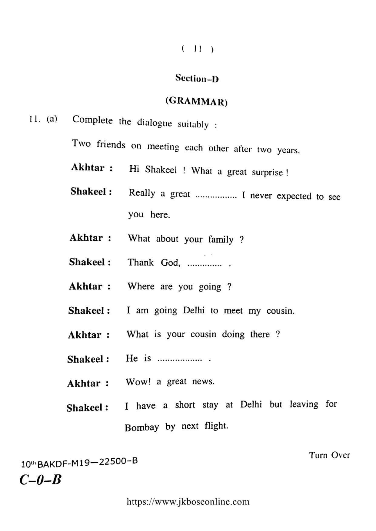 JKBOSE CLASS 10 English 22500-B 2019 - Page 11