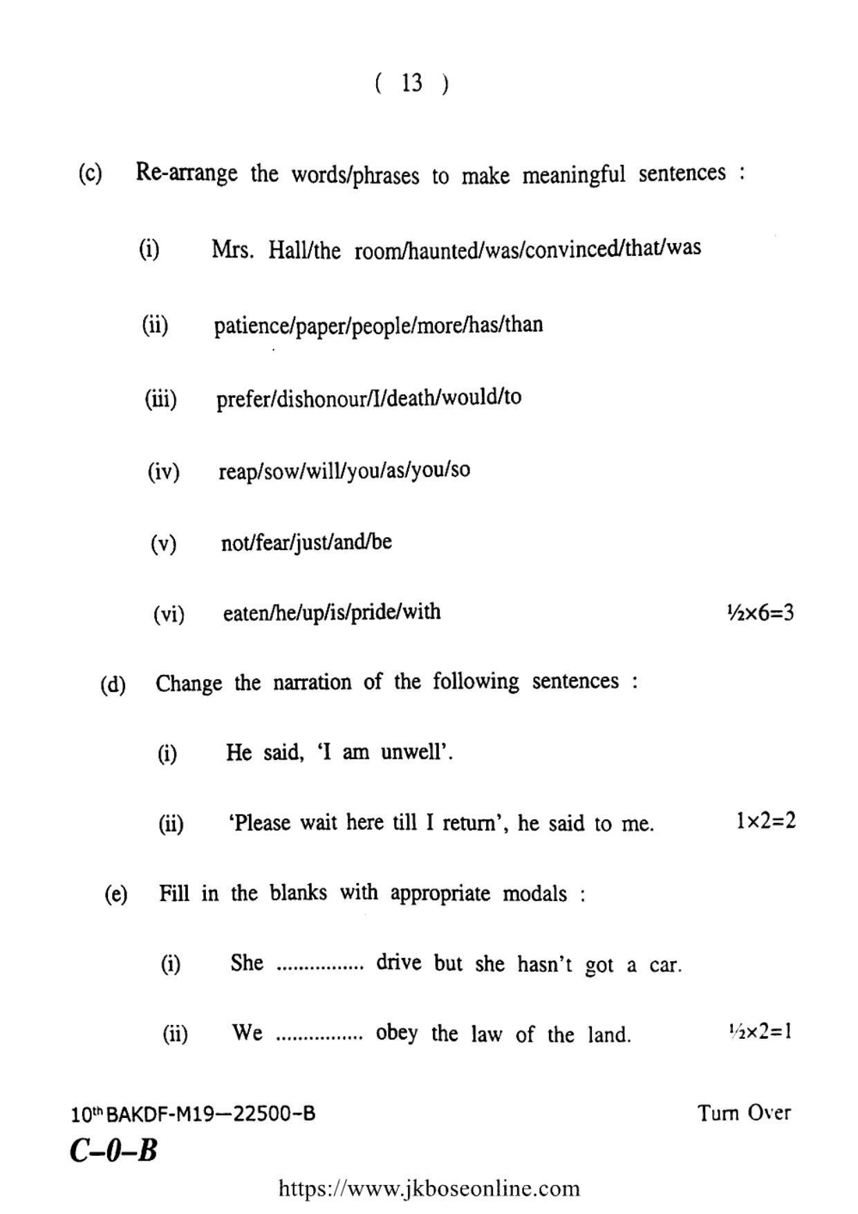 JKBOSE CLASS 10 English 22500-B 2019 - Page 13