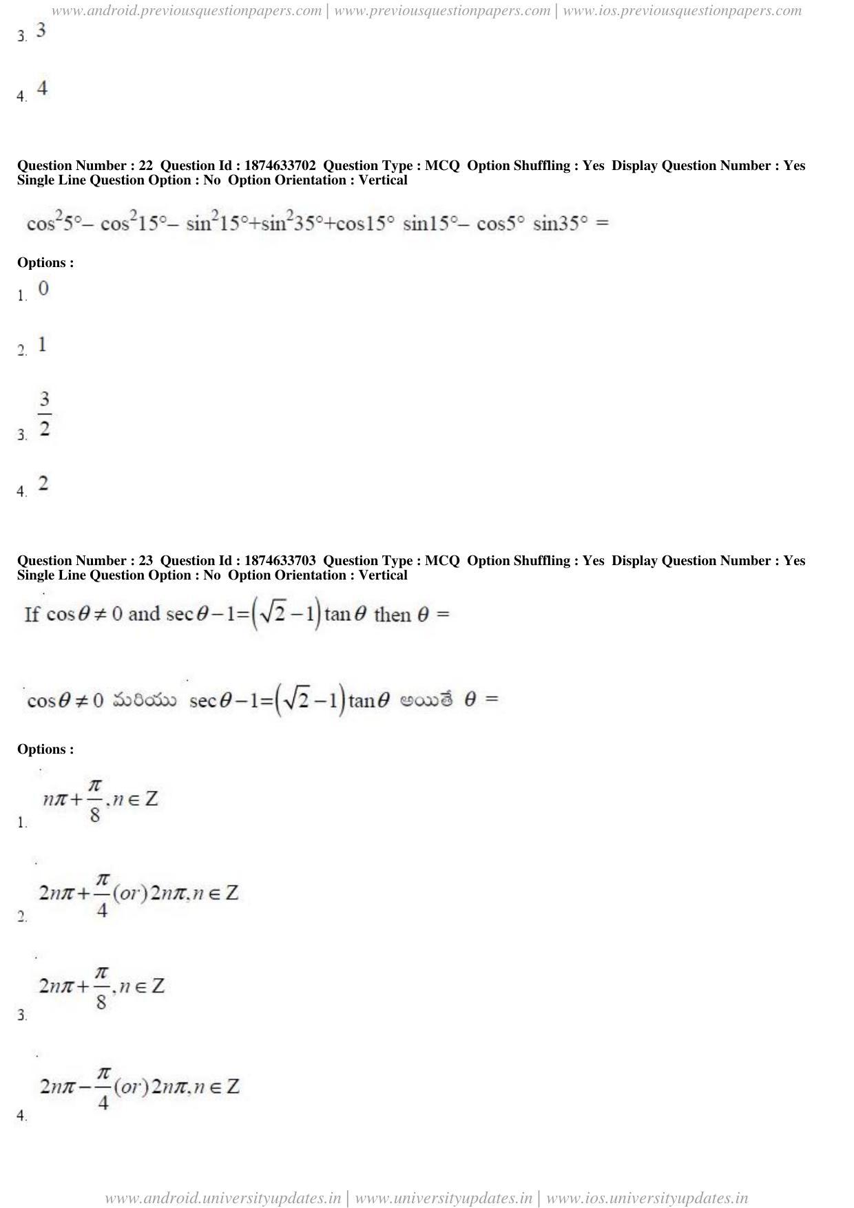 AP EAPCET 2019 - 20 April 2019 Forenoon - Master Engineering Question Paper With Preliminary Keys - Page 14