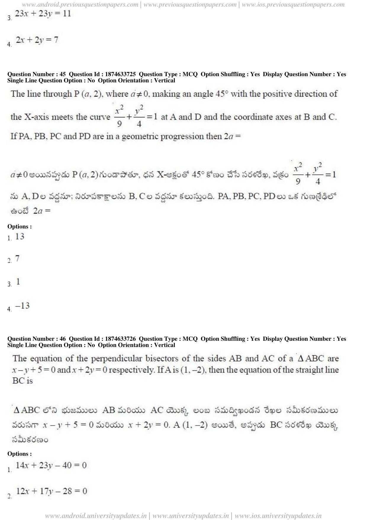 AP EAPCET 2019 - 20 April 2019 Forenoon - Master Engineering Question Paper With Preliminary Keys - Page 28