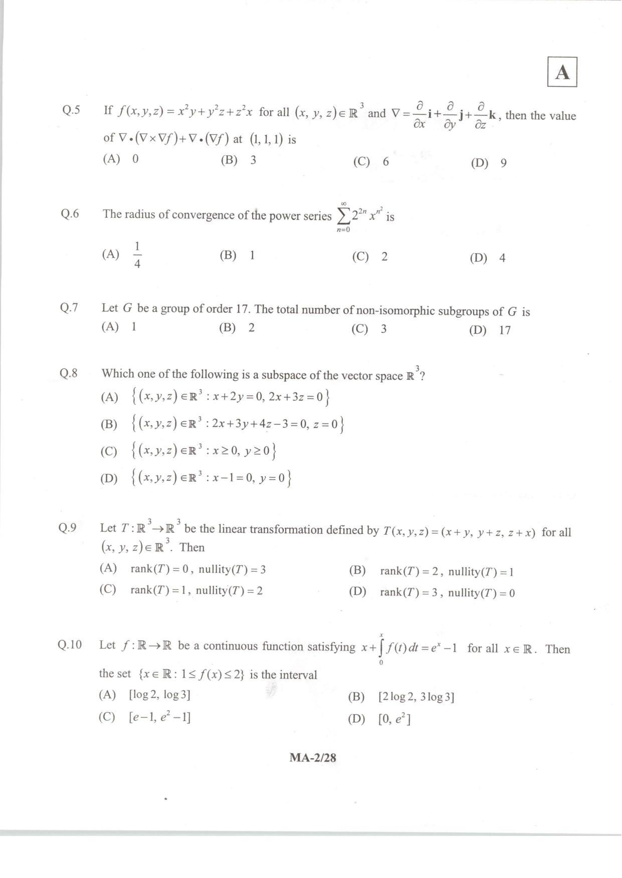 JAM 2014: MA Question Paper - Page 4