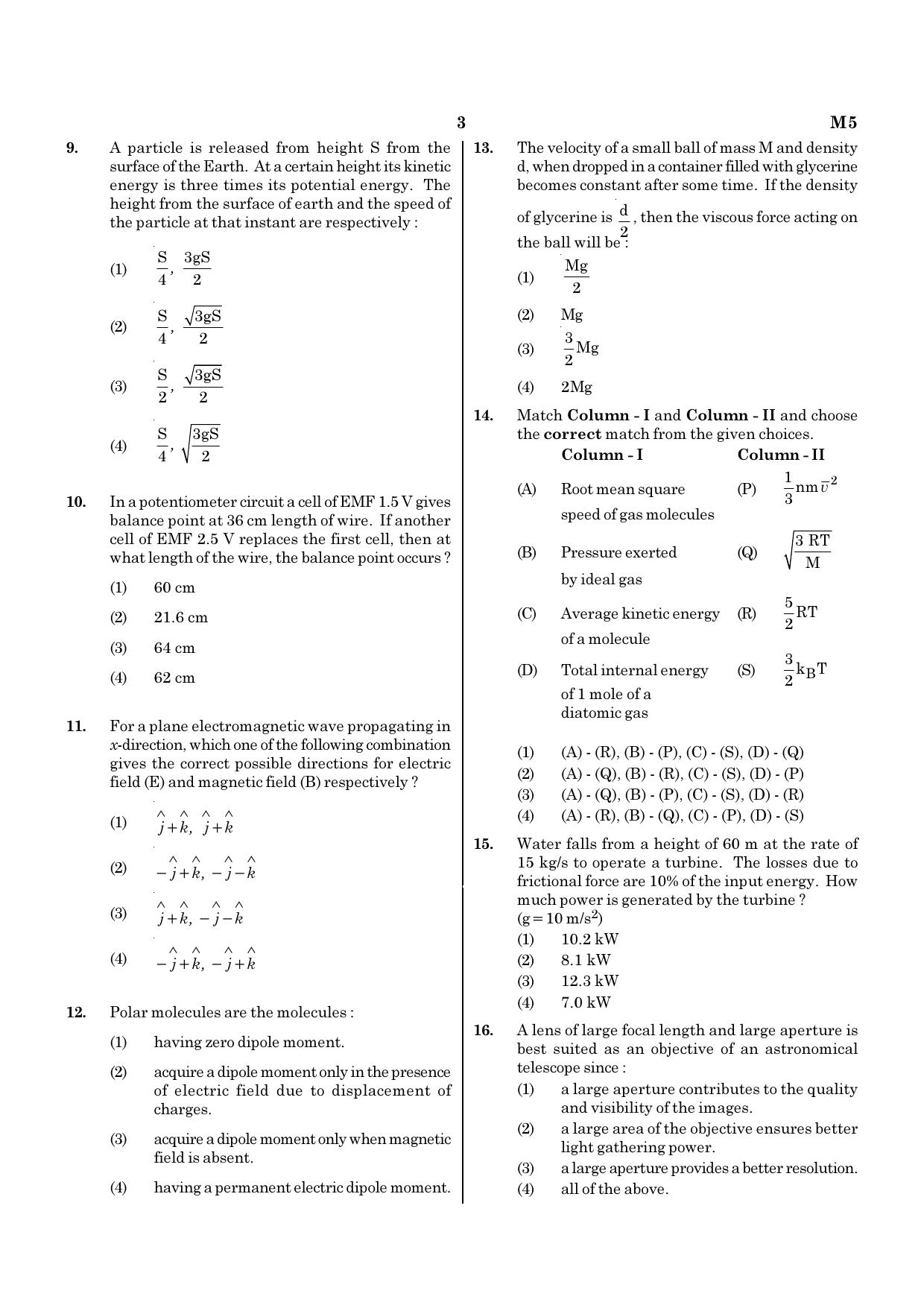 NEET M5 2021 Question Paper - Page 3