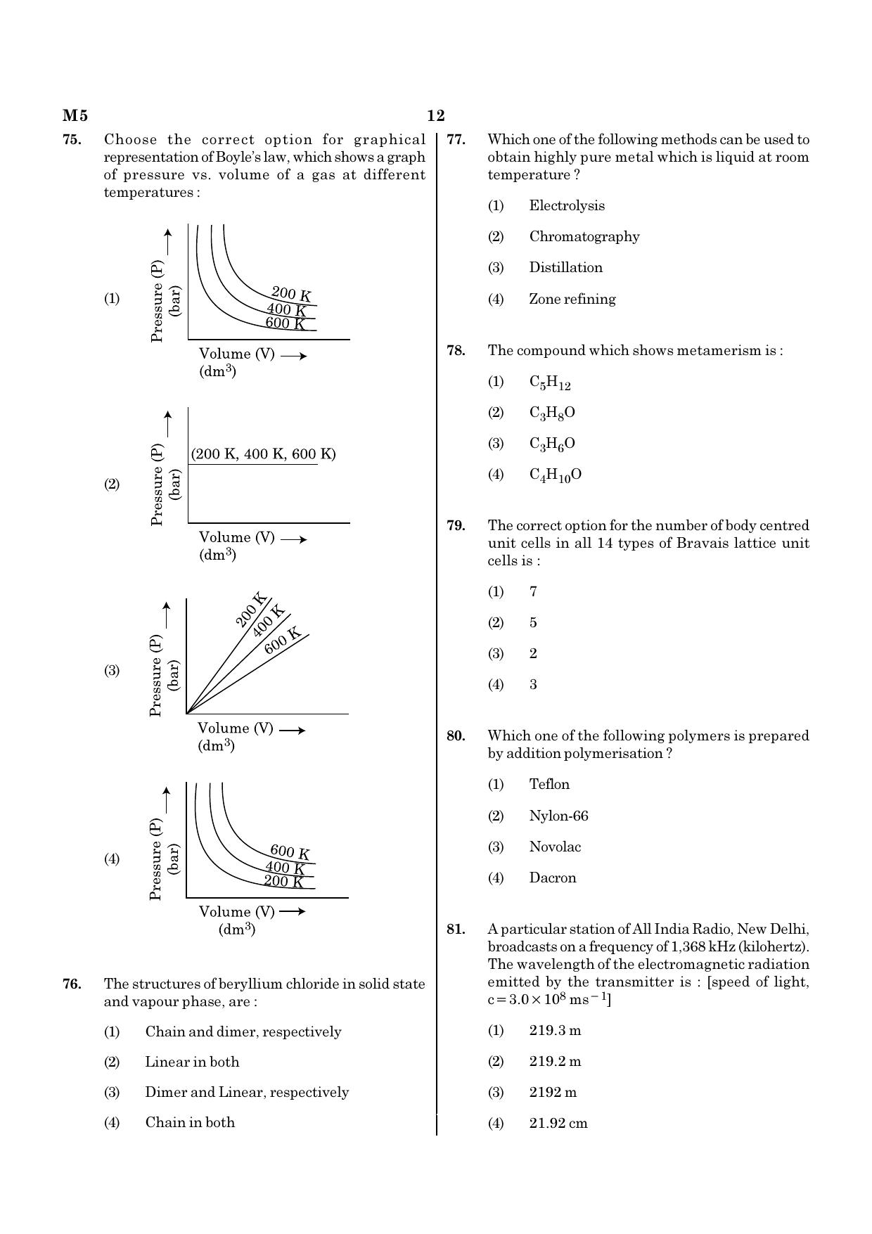 NEET M5 2021 Question Paper - Page 12