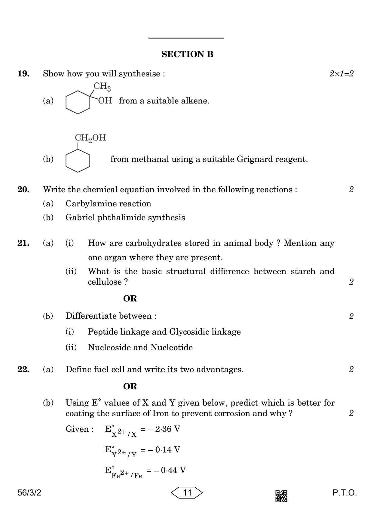 CBSE Class 12 56-3-2 Chemistry 2023 Question Paper - Page 11