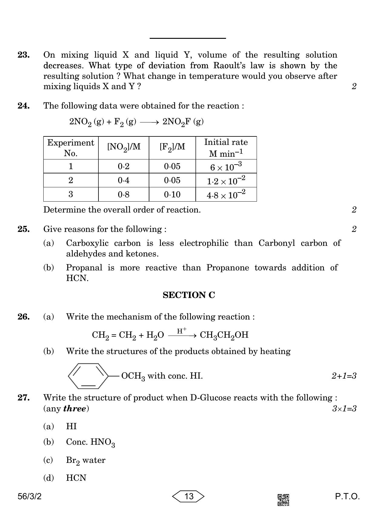 CBSE Class 12 56-3-2 Chemistry 2023 Question Paper - Page 13