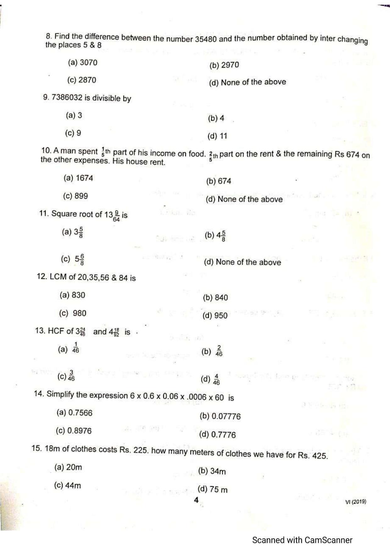 JKSSEE 2019 Class 6 Question Paper - Page 3