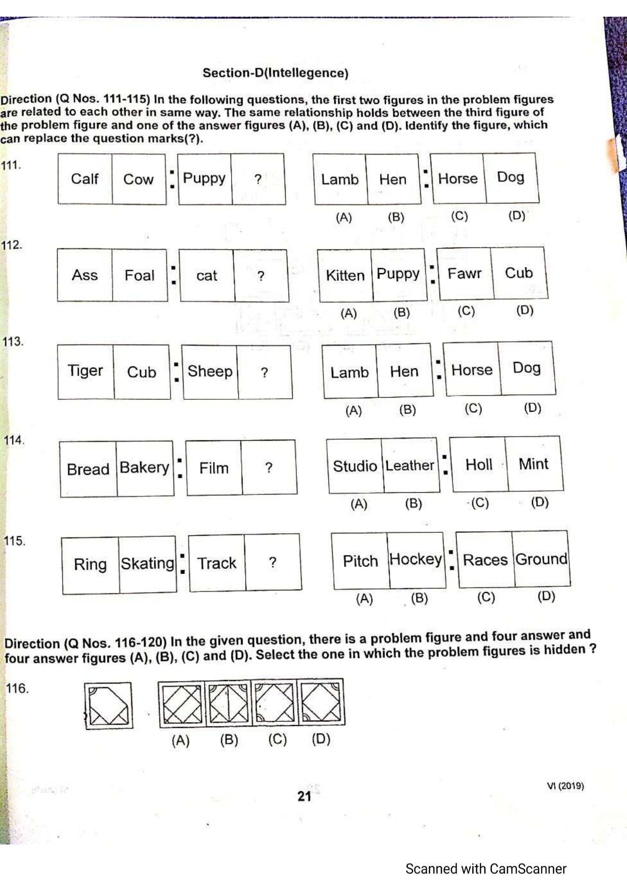 JKSSEE 2019 Class 6 Question Paper - Page 20
