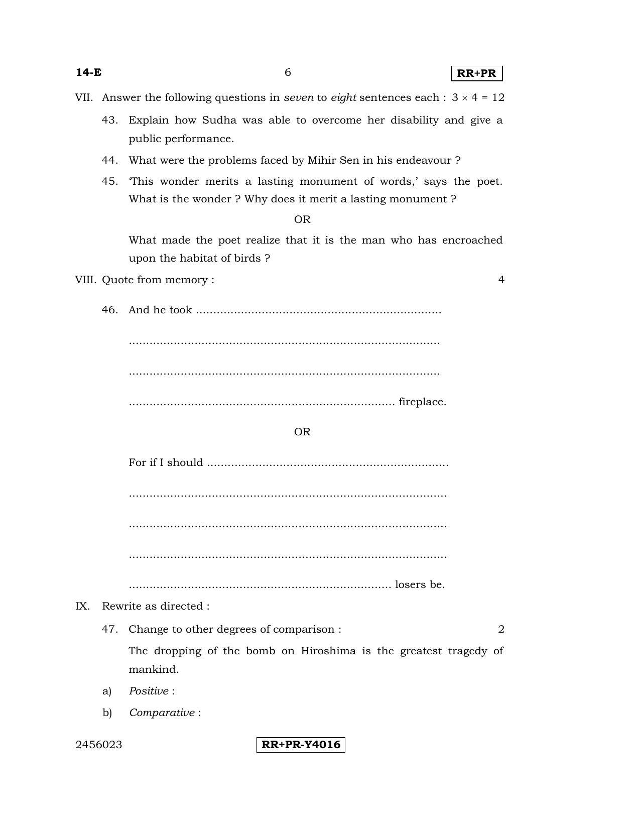 Karnataka SSLC English - First Language - ENGLISH (14-E-RR-PR_7) (Supplementary) June 2016 Question Paper - Page 6