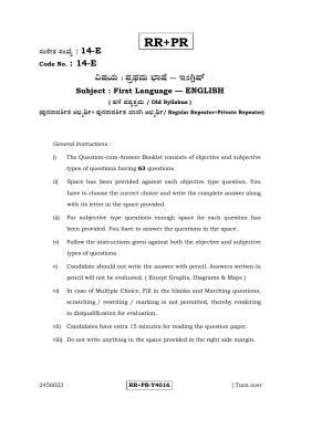 Karnataka SSLC English - First Language - ENGLISH (14-E-RR-PR_7) (Supplementary) June 2016 Question Paper