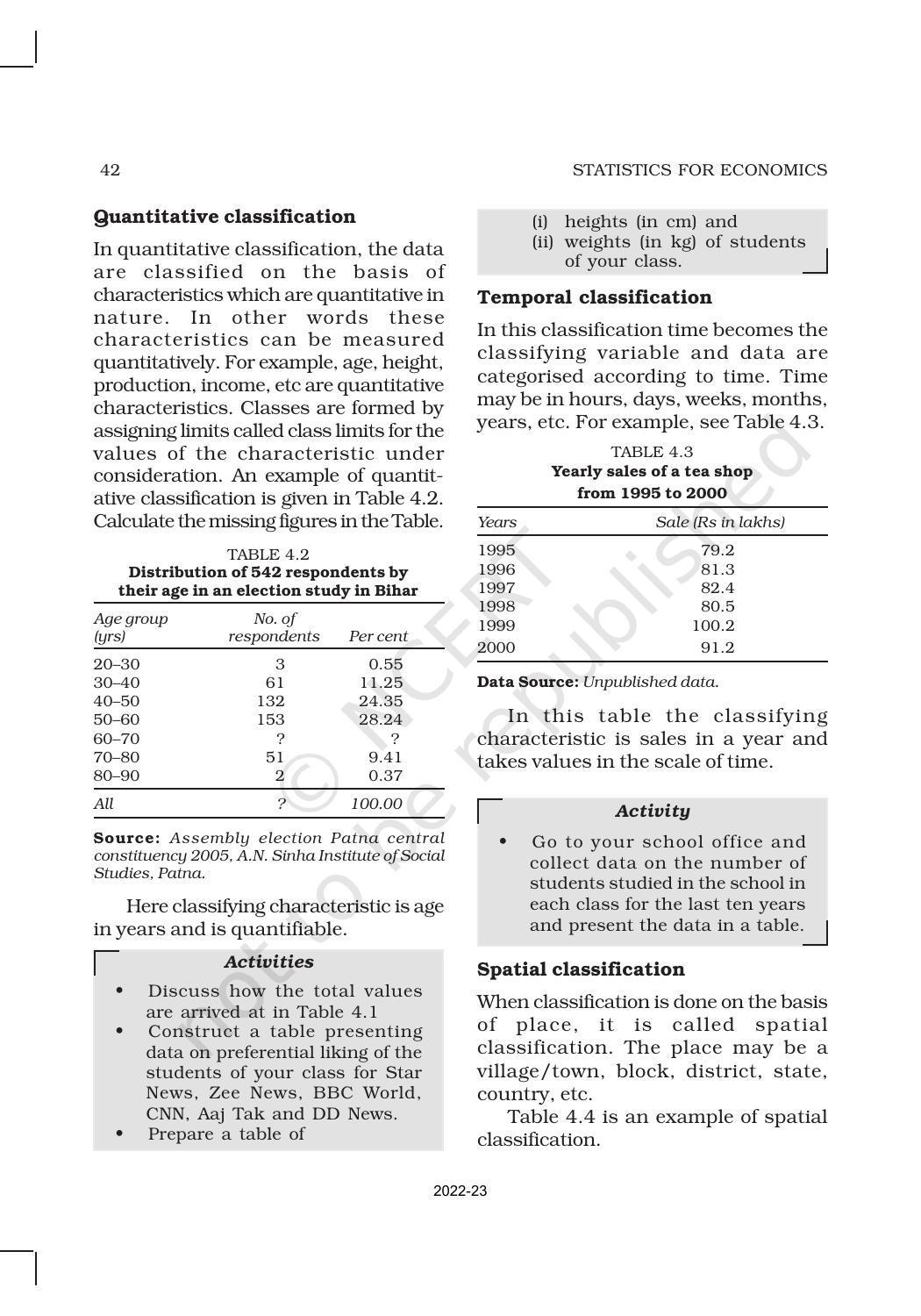 NCERT Book for Class 11 Economics (Statistic Economics) Chapter 4 Presentation of Data - Page 3