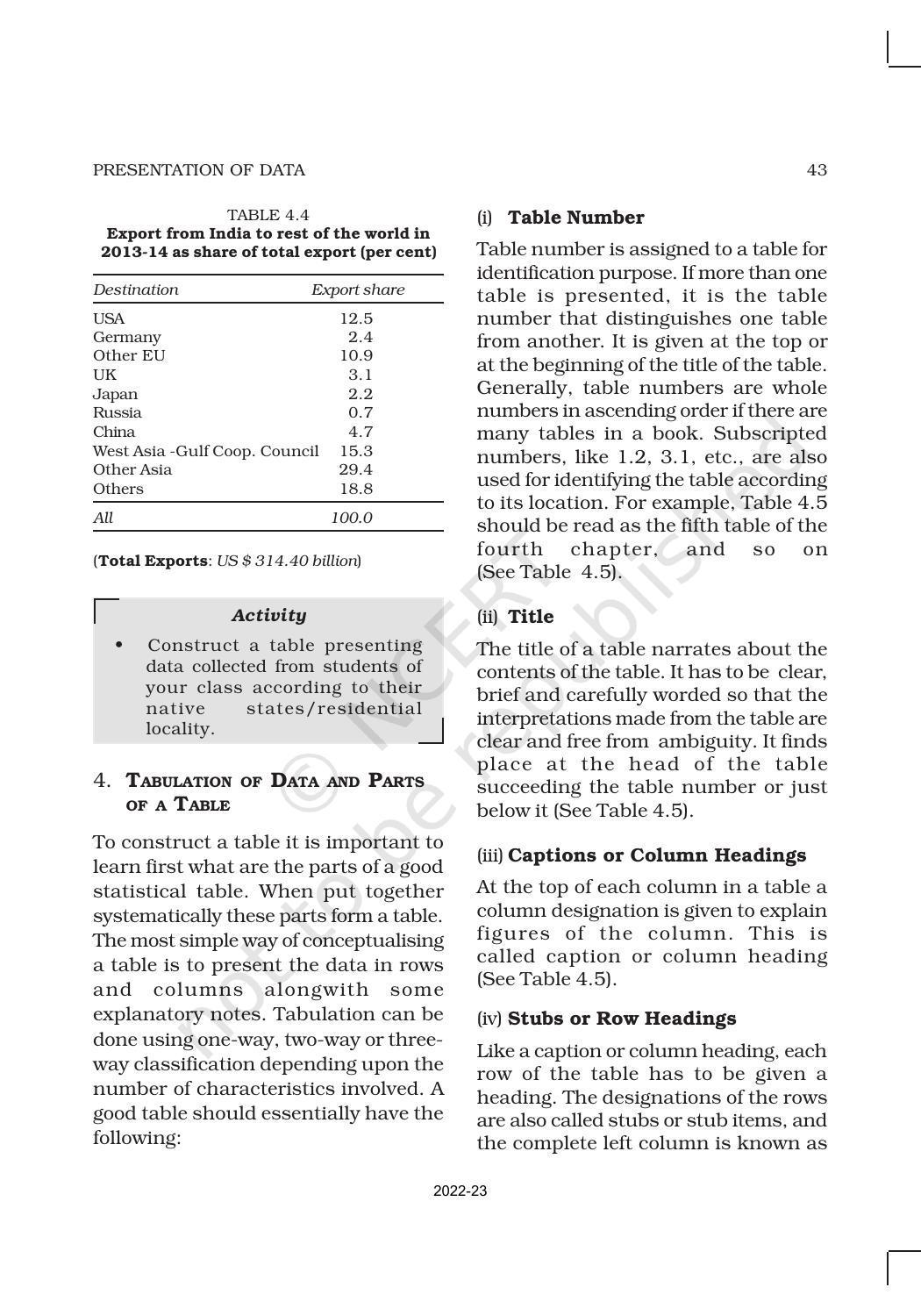 NCERT Book for Class 11 Economics (Statistic Economics) Chapter 4 Presentation of Data - Page 4