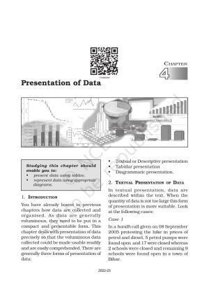 NCERT Book for Class 11 Economics (Statistic Economics) Chapter 4 Presentation of Data