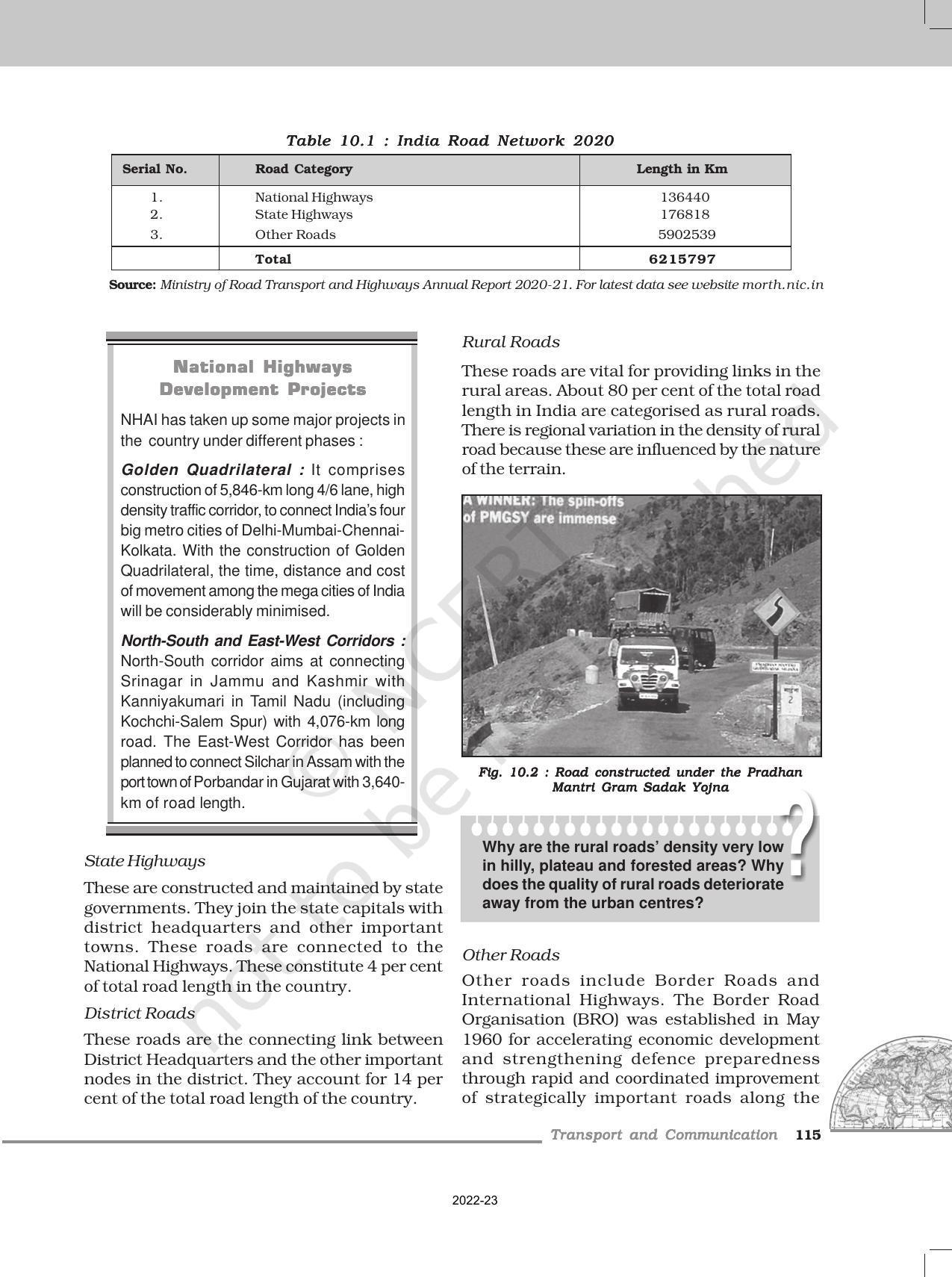 NCERT Book for Class 12 Geography (Part-II) Chapter 10 Transport and Communication - Page 3