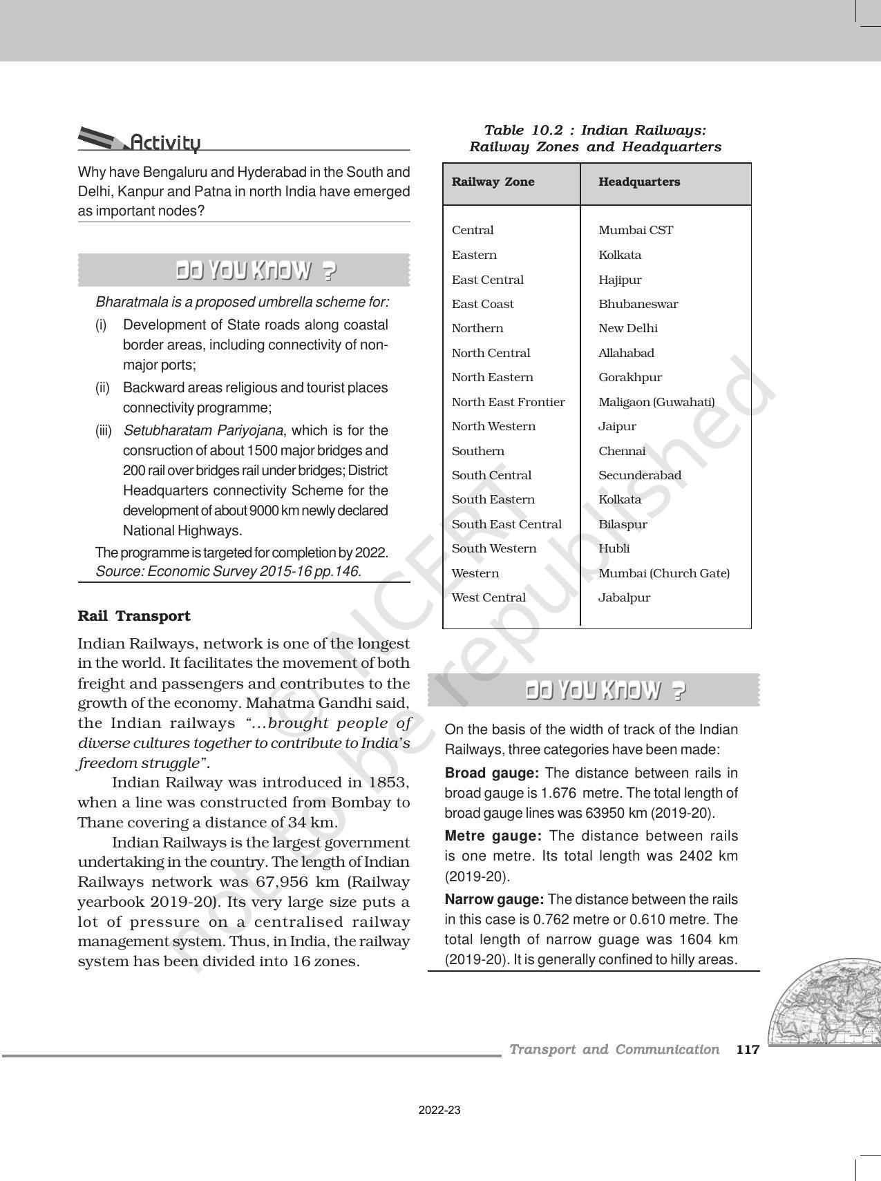 NCERT Book for Class 12 Geography (Part-II) Chapter 10 Transport and Communication - Page 5