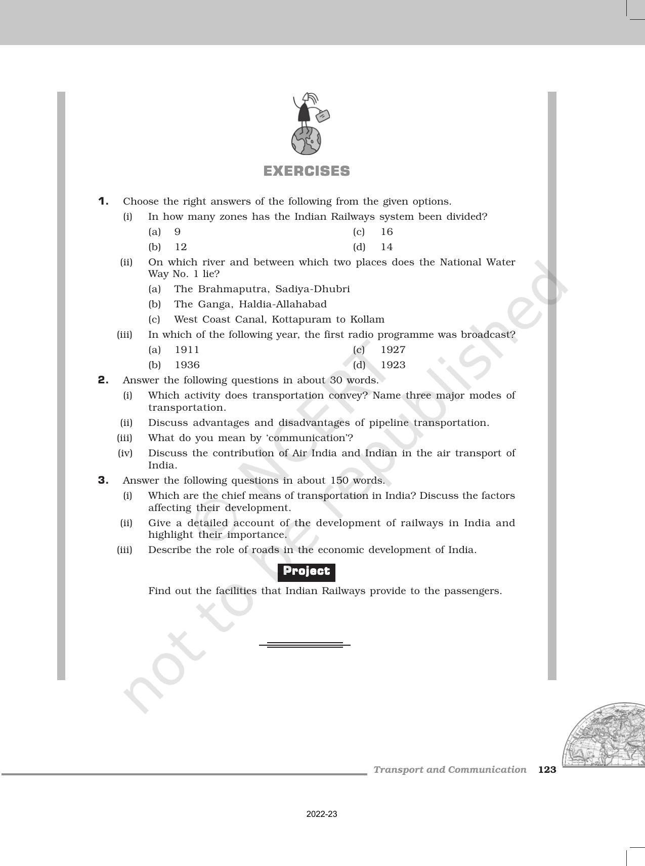 NCERT Book for Class 12 Geography (Part-II) Chapter 10 Transport and Communication - Page 11