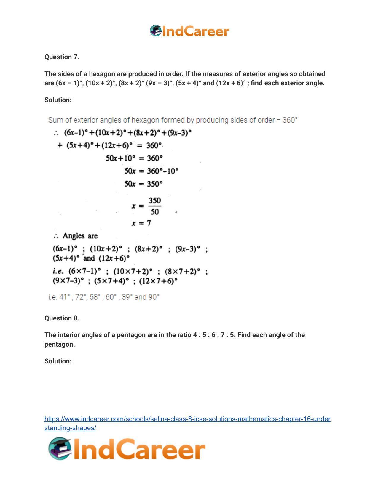Selina Class 8 ICSE Solutions Mathematics : Chapter 16- Understanding Shapes - Page 11