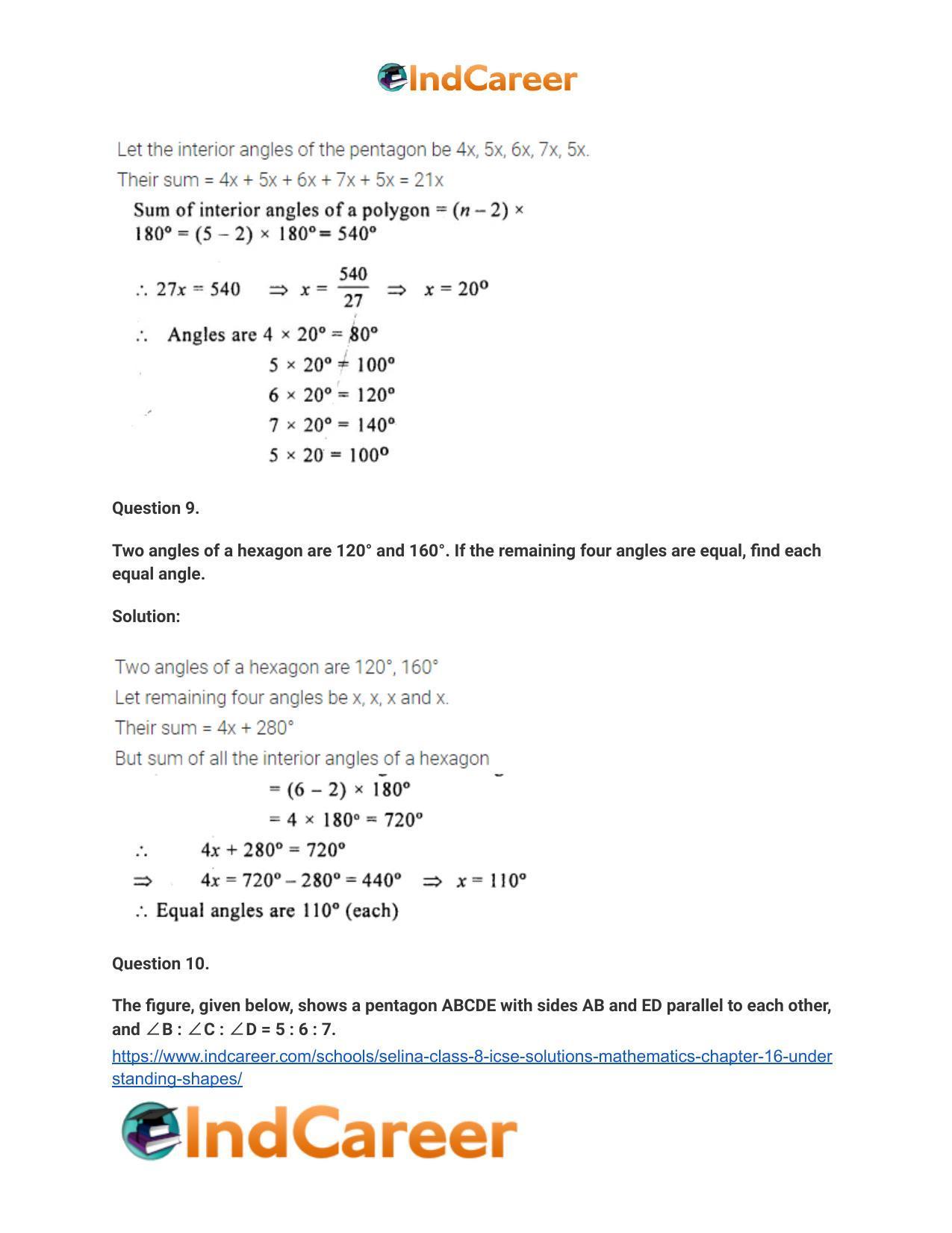 Selina Class 8 ICSE Solutions Mathematics : Chapter 16- Understanding Shapes - Page 12