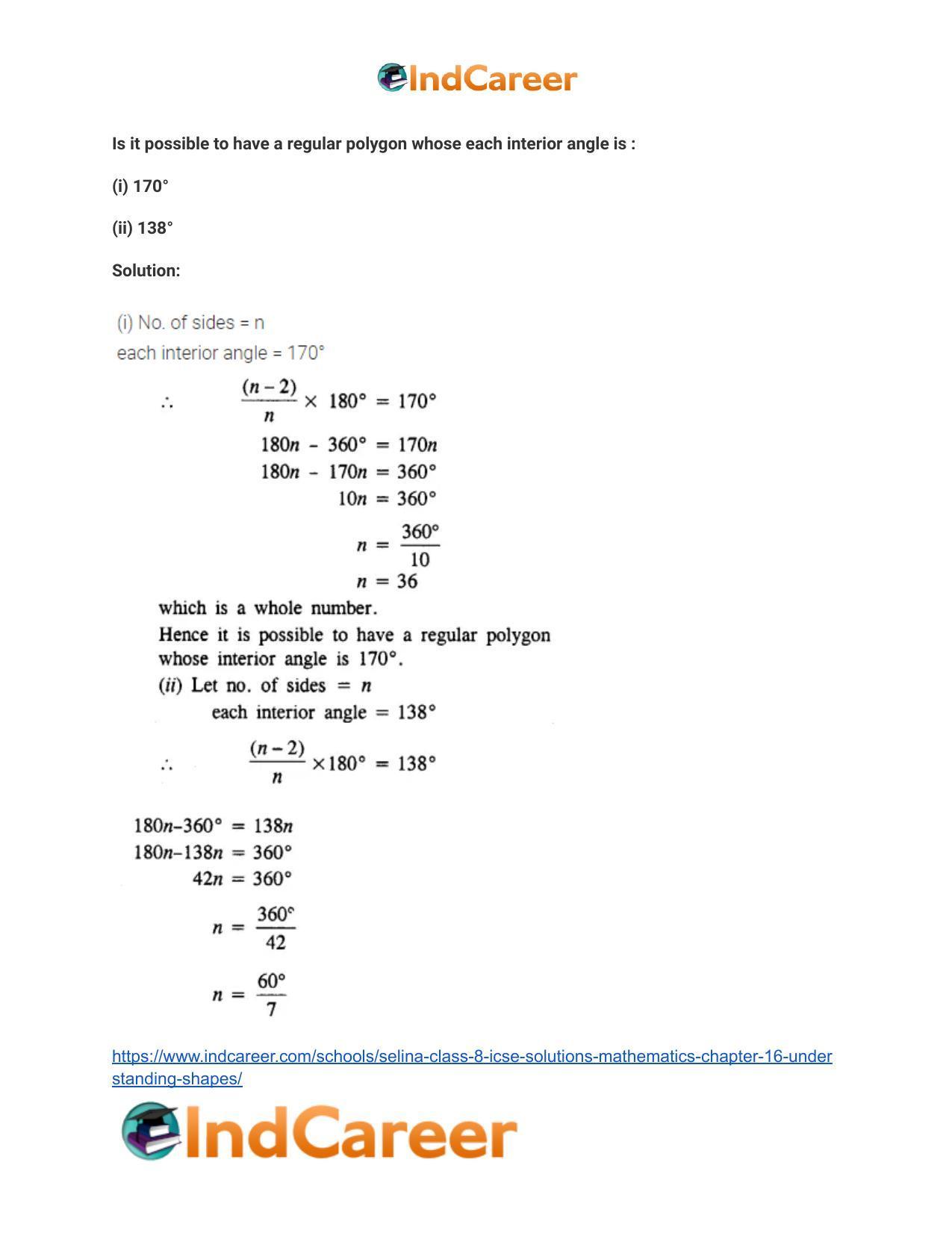 Selina Class 8 ICSE Solutions Mathematics : Chapter 16- Understanding Shapes - Page 22