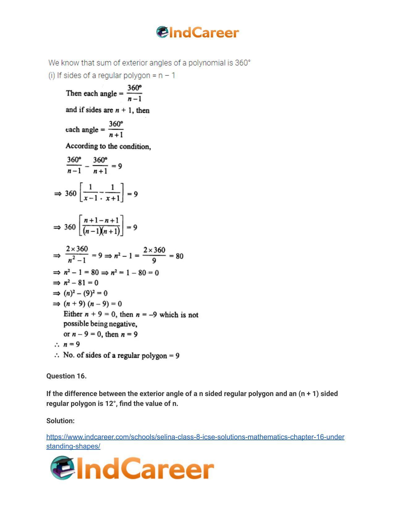 Selina Class 8 ICSE Solutions Mathematics : Chapter 16- Understanding Shapes - Page 34