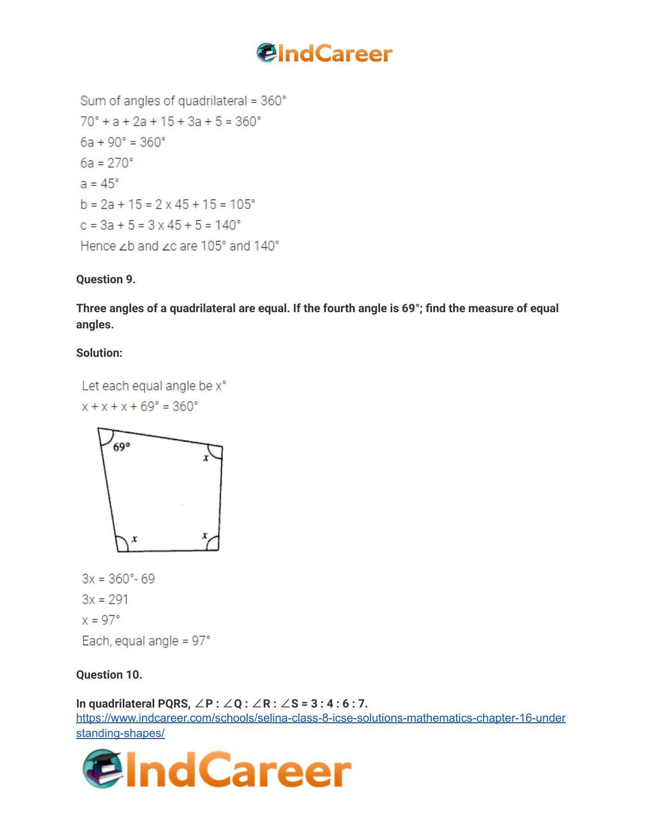 Selina Class 8 ICSE Solutions Mathematics : Chapter 16- Understanding Shapes - Page 46