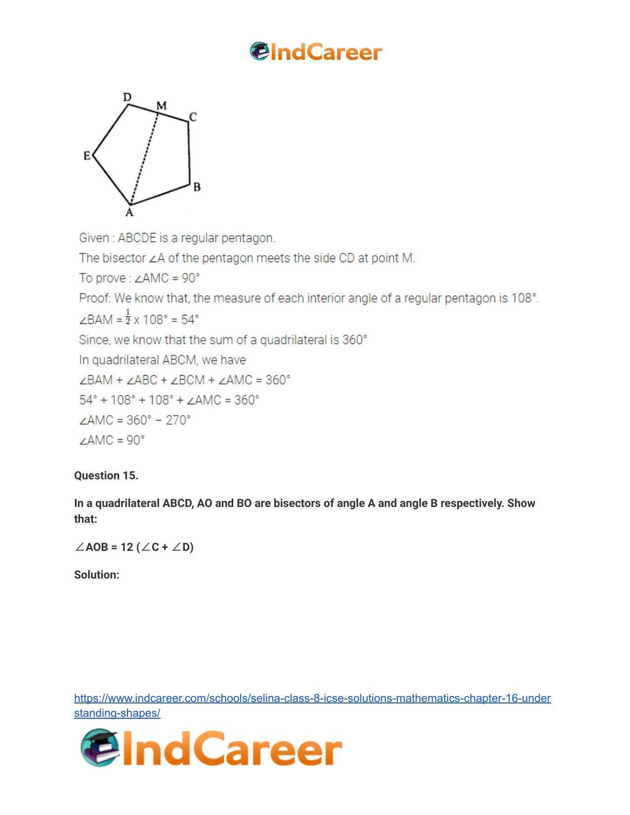 Selina Class 8 ICSE Solutions Mathematics : Chapter 16- Understanding Shapes - Page 52