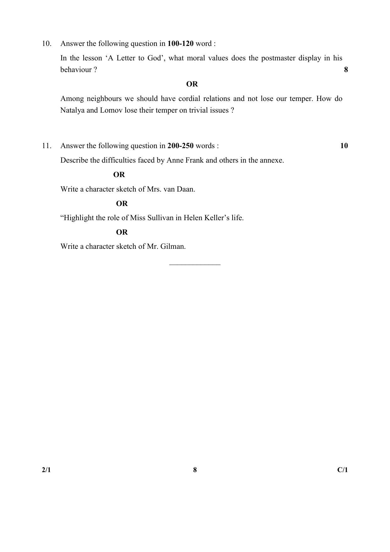 CBSE Class 10 2-1 (English) (Lang. & Lit.) 2018 Compartment Question Paper - Page 8