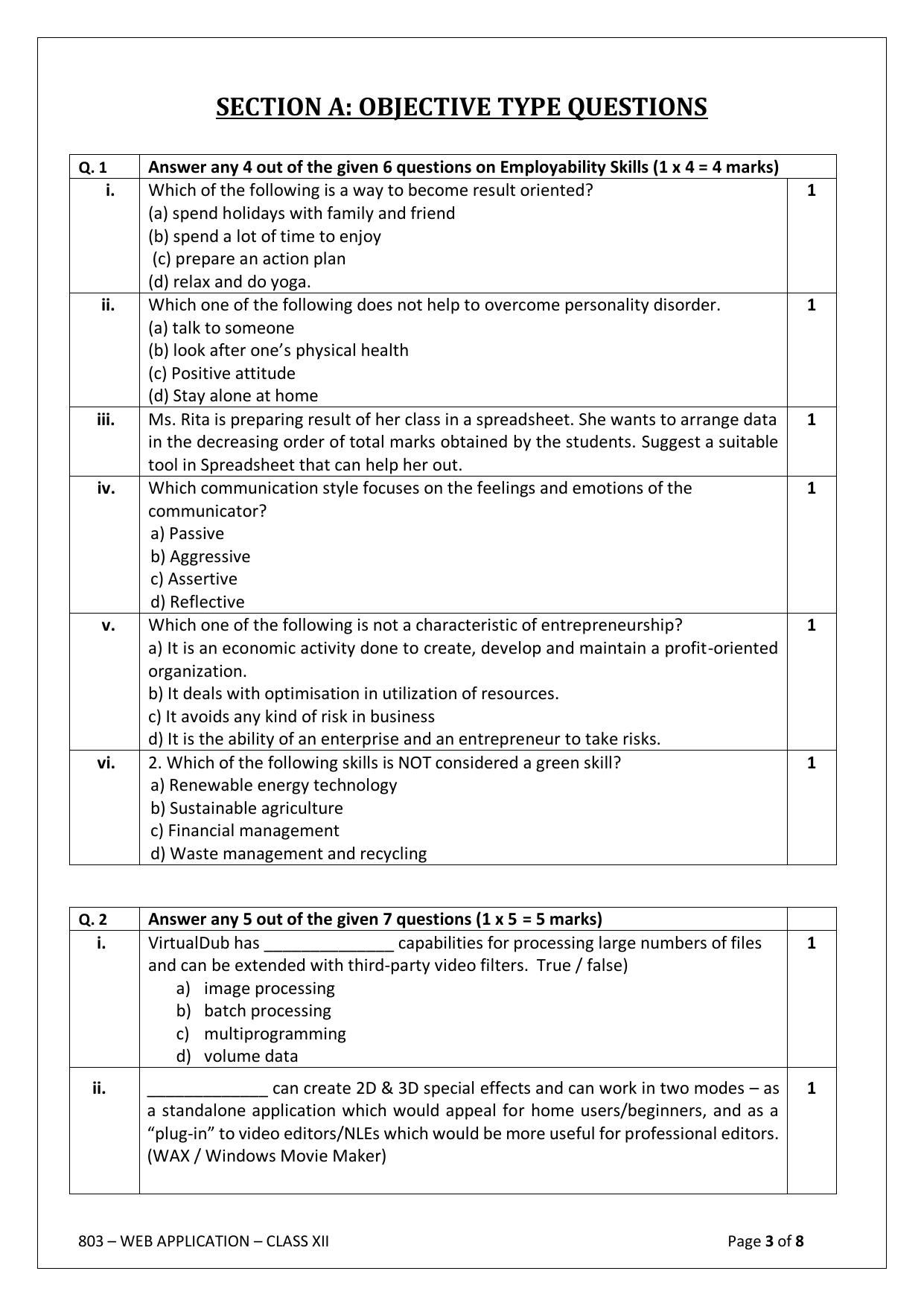 CBSE Class 12 (Skill Education) Web Application 2024 Sample Paper - Page 3