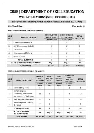 CBSE Class 12 (Skill Education) Web Application 2024 Sample Paper