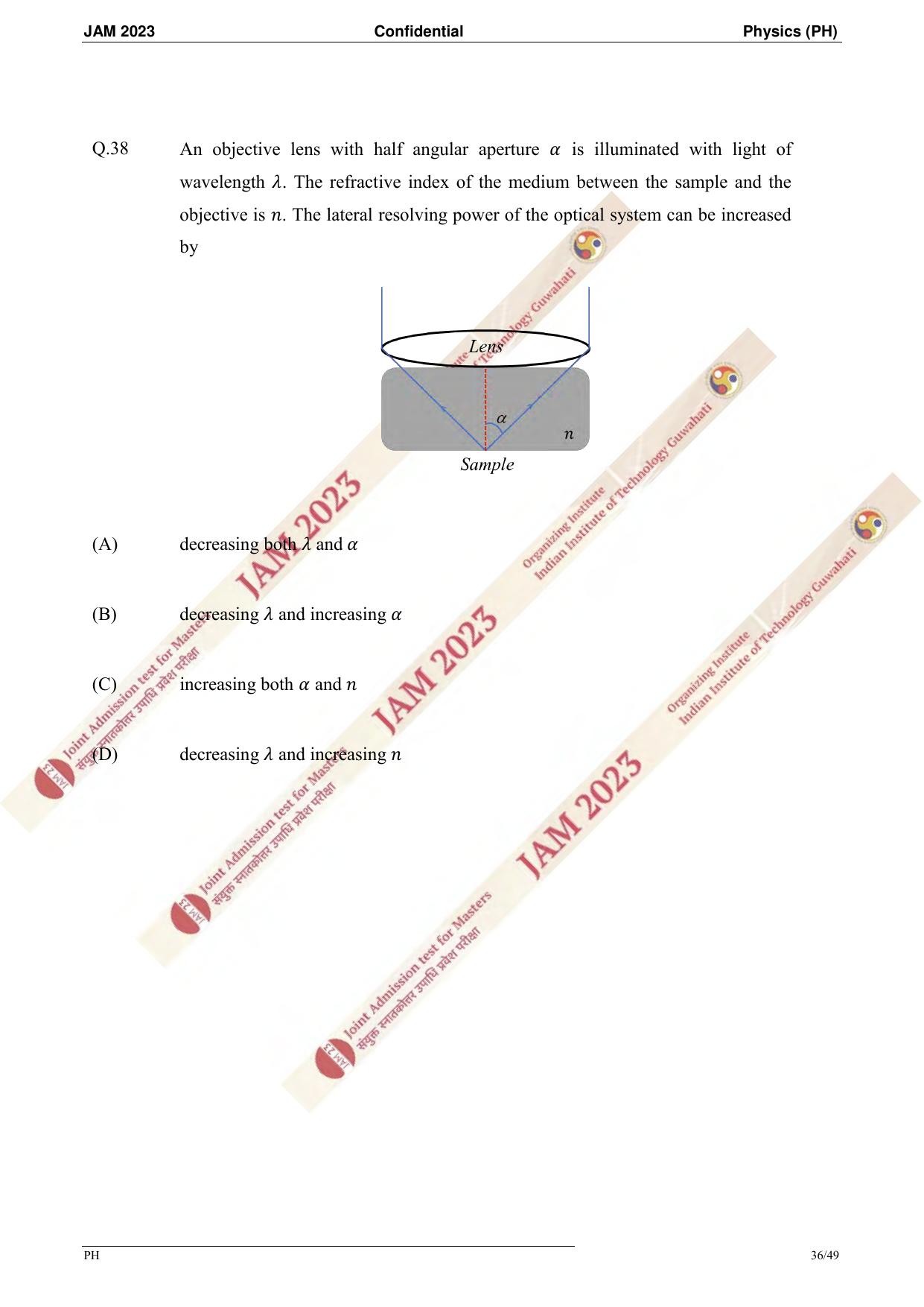 JAM 2023: PH Question Paper - Page 33