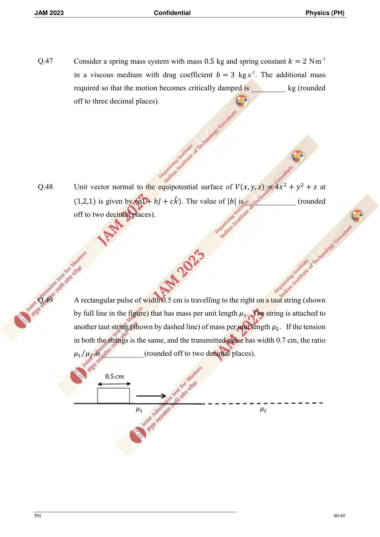 JAM 2023: PH Question Paper - Page 37