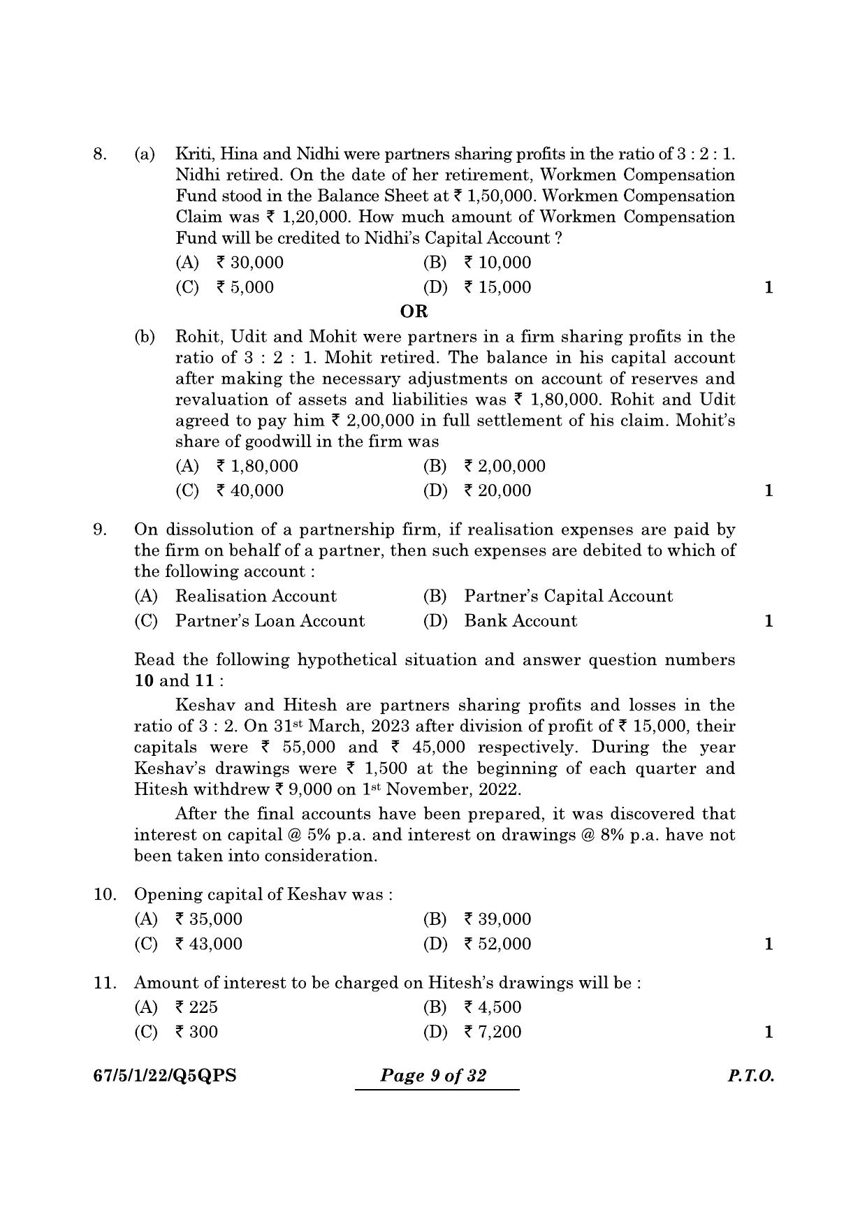 CBSE Class 12 67-5-1 Accountancy 2024 Question Paper - Page 9