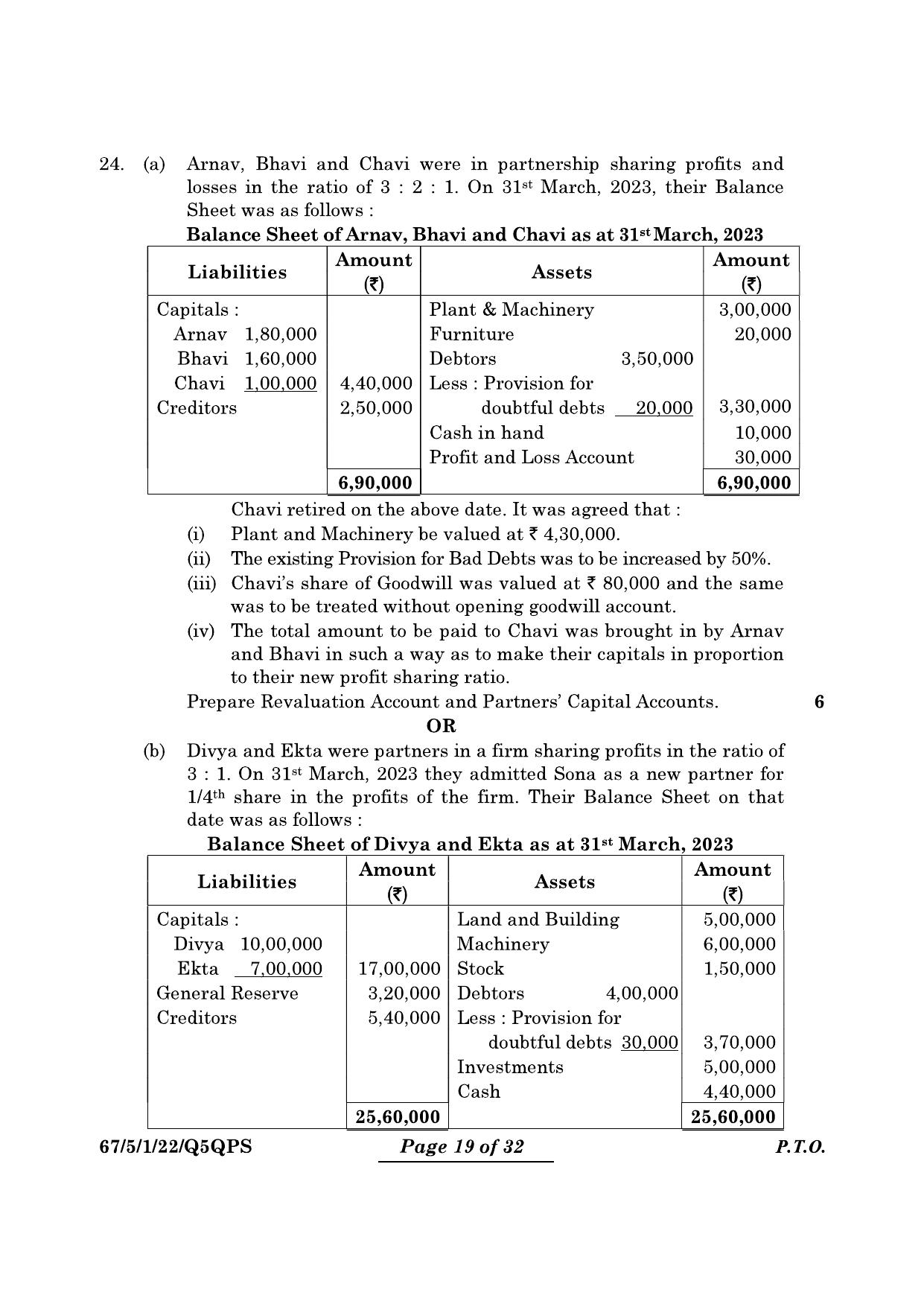 CBSE Class 12 67-5-1 Accountancy 2024 Question Paper - Page 19